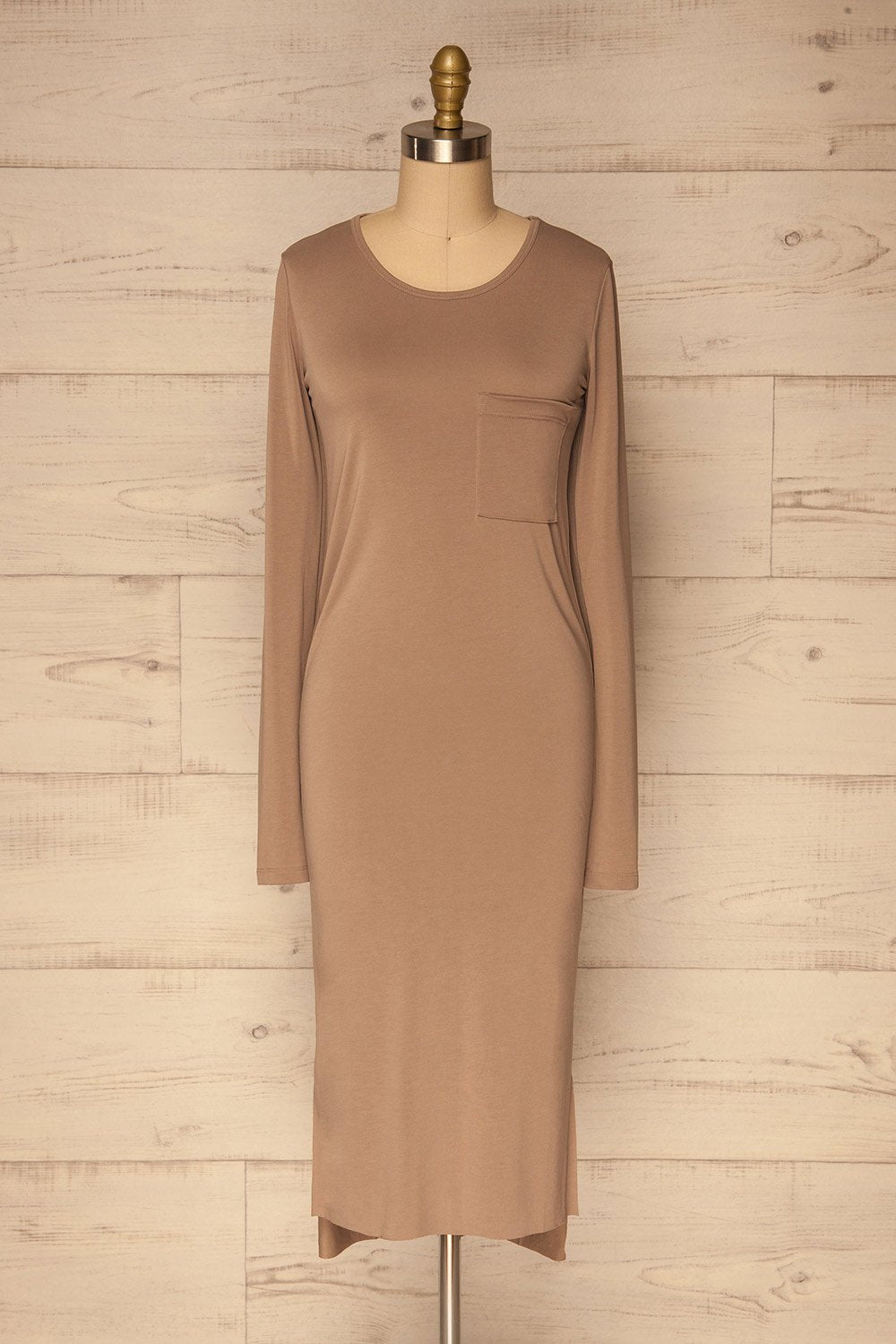 Anixis Latte Taupe Midi Tunic Dress | La Petite Garçonne