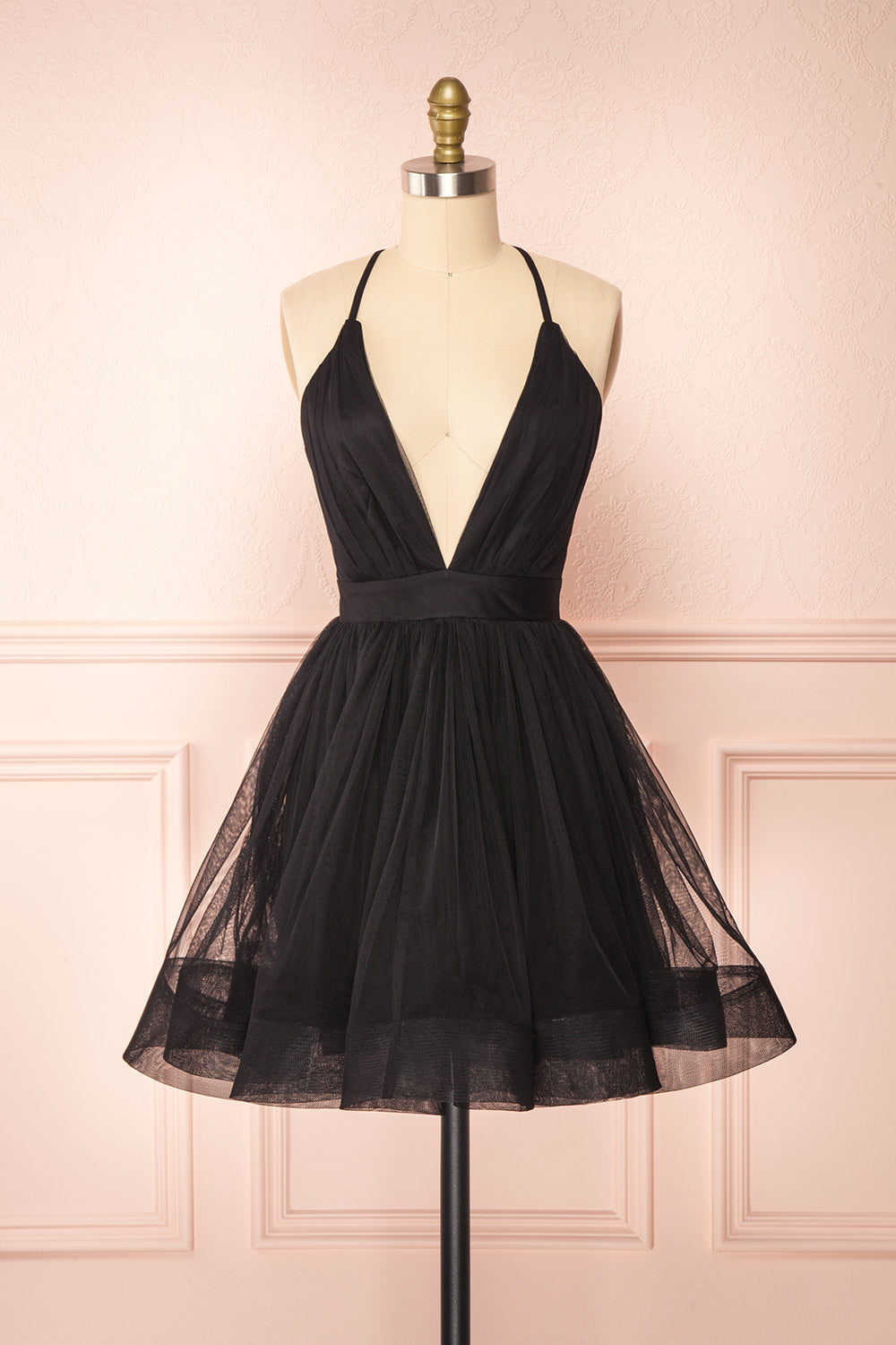 Anjali Black | Short Flared Tulle Dress front view