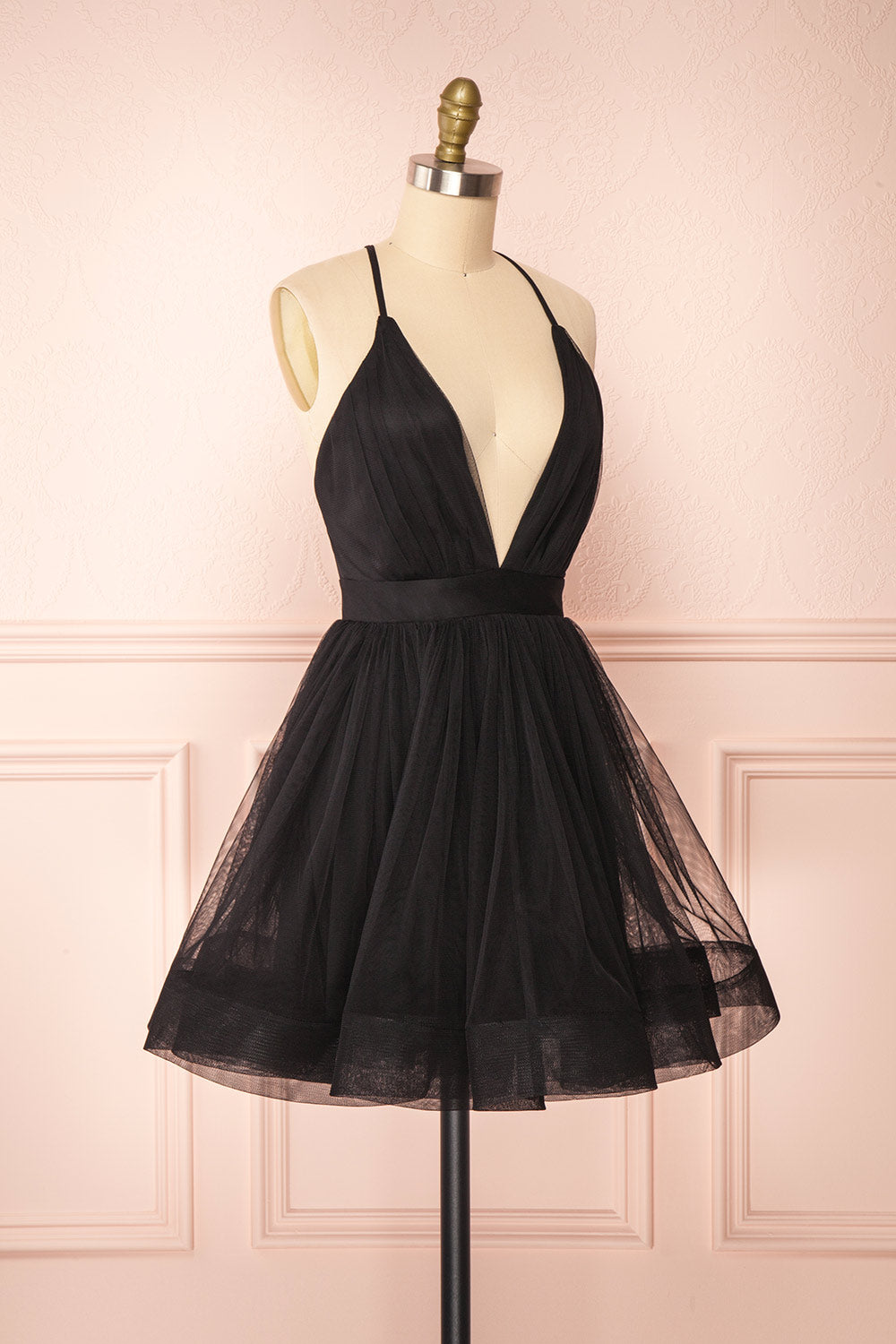 Anjali Black | Short Flared Tulle Dress side view