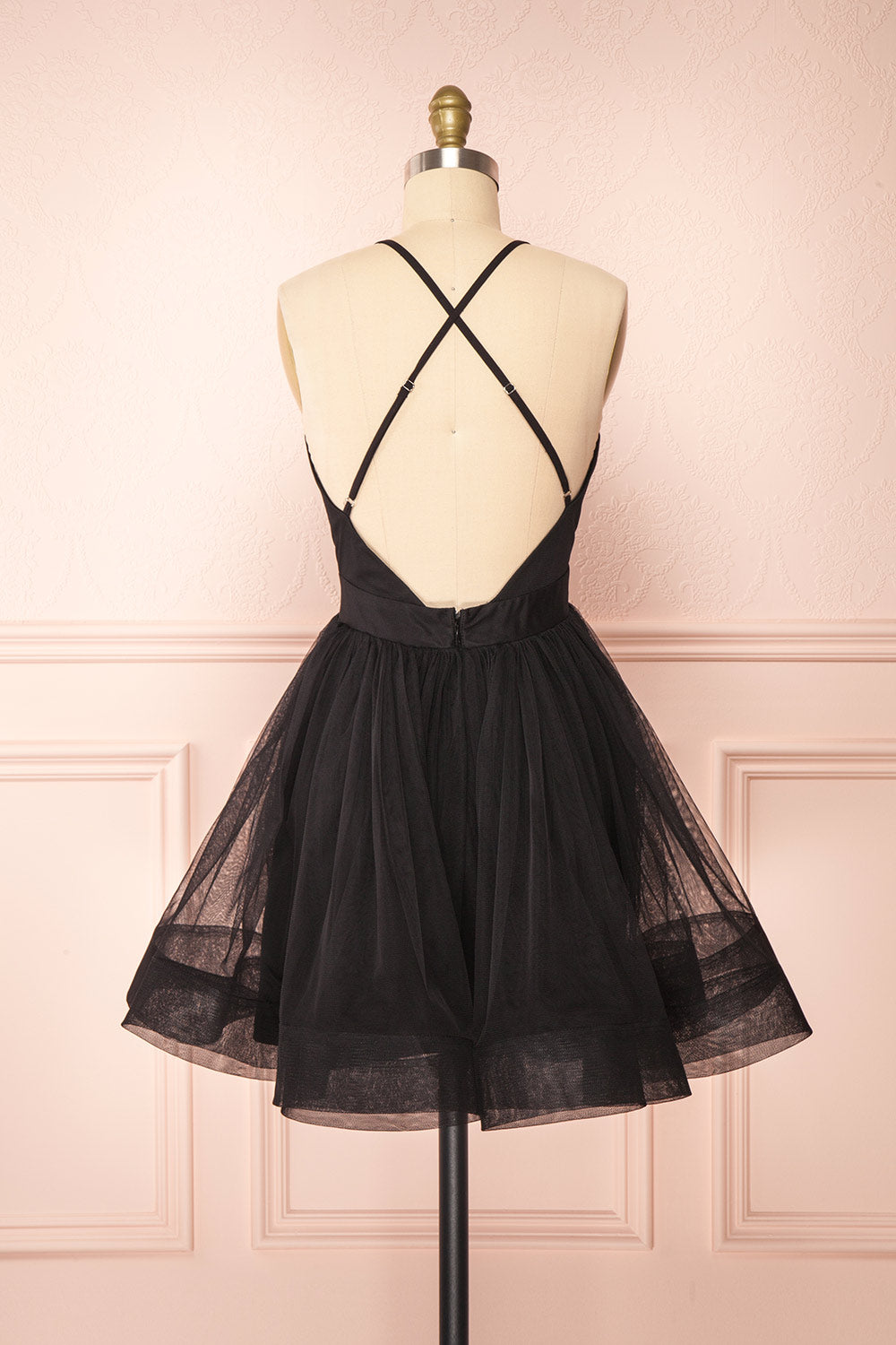 Anjali Black | Short Flared Tulle Dress back view