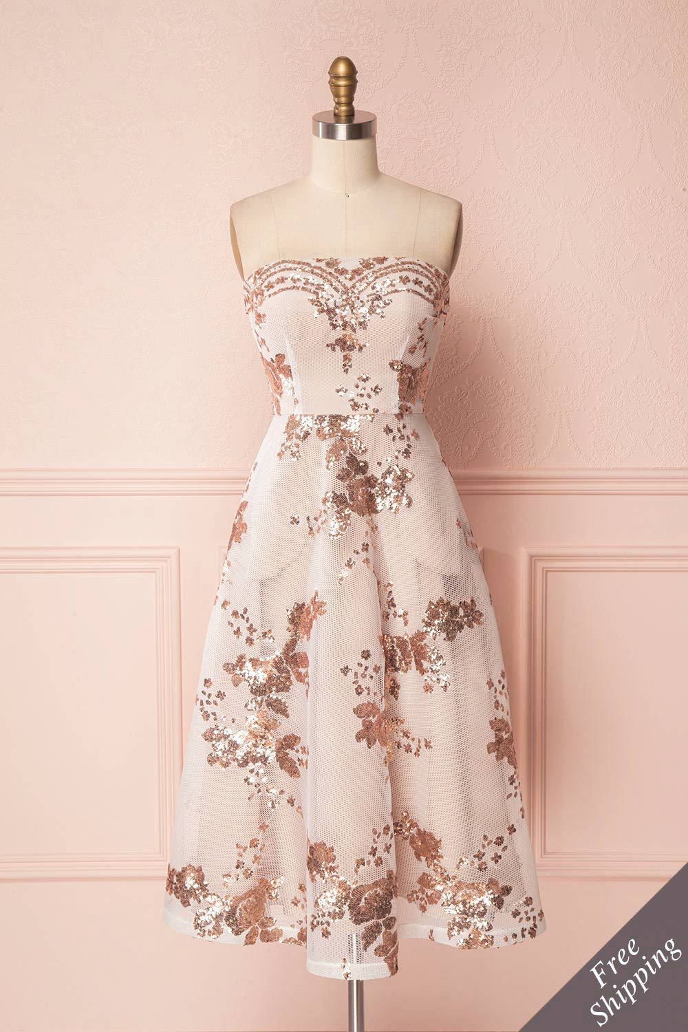 Annuska White & Beige Bustier Dress with Sequins | Boudoir 1861 1