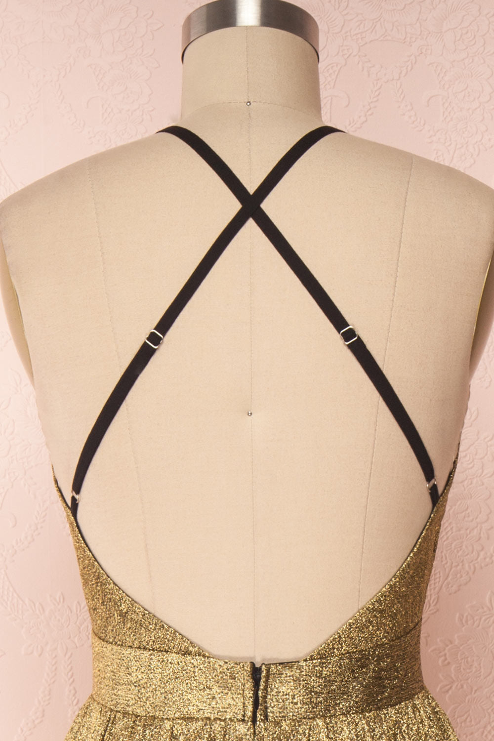 Anywa Or Gold Glitter Dress | Robe Longue back close up | Boutique 1861