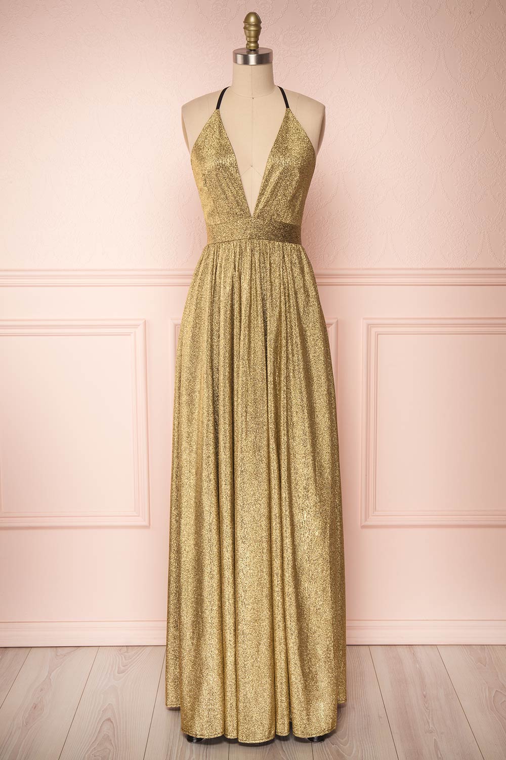 Anywa Or Gold Glitter Dress | Robe Longue | Boutique 1861