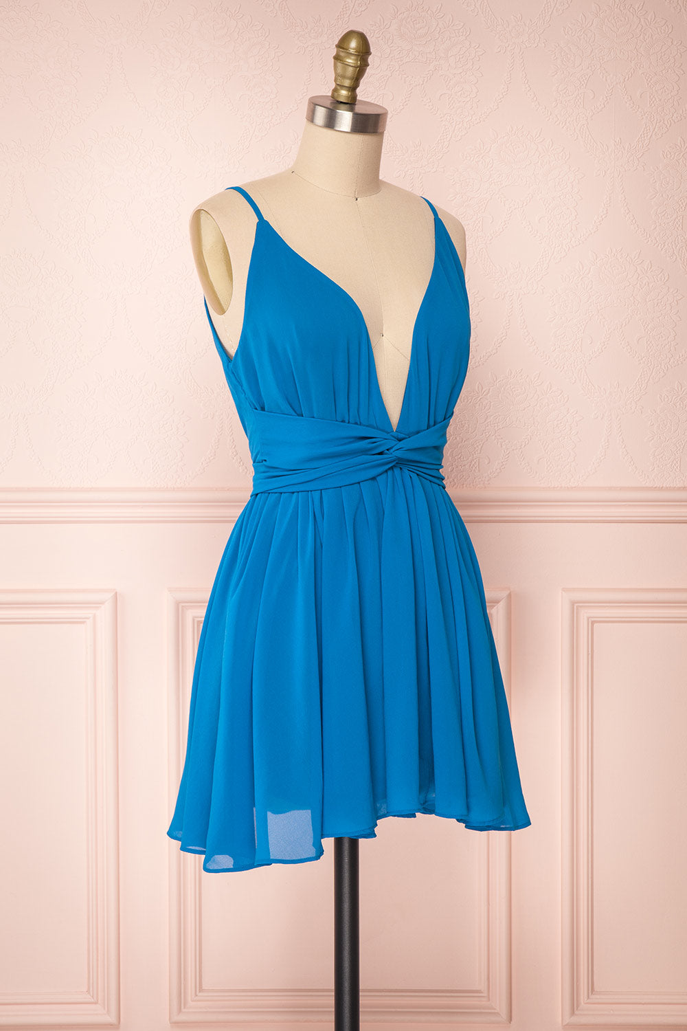 Arachne Teal Short Chiffon A-Line Dress | Boutique 1861 3