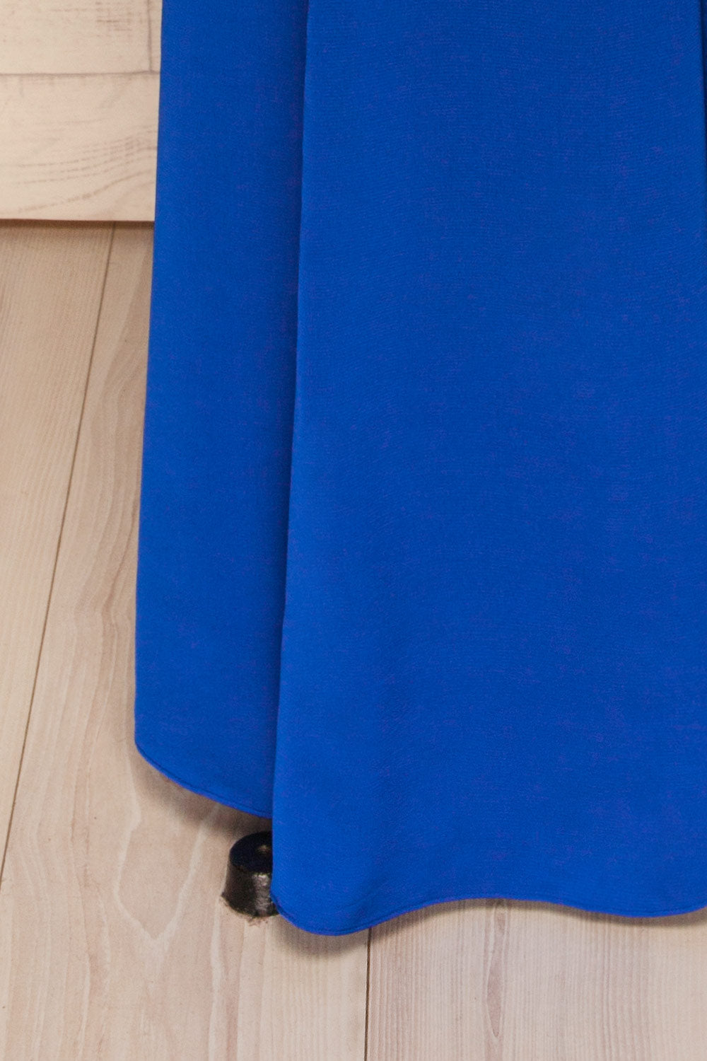 Ardee Marine Blue Satin Gown | Robe | La Petite Garçonne bottom close-up