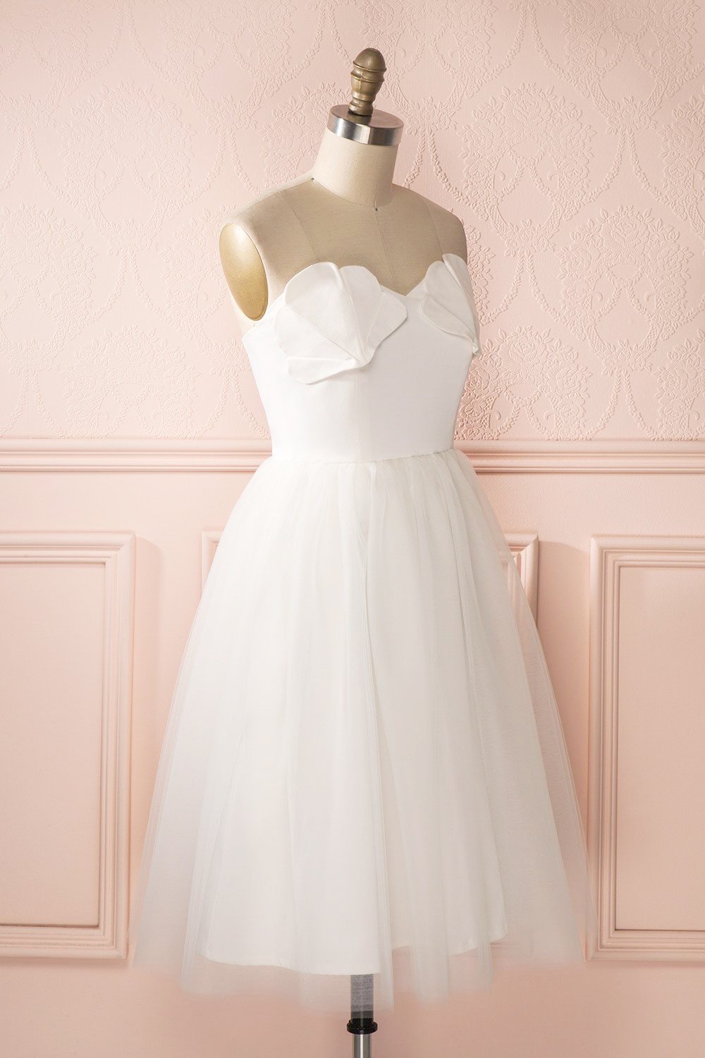 Ariella - White sea shell bustier dress side view