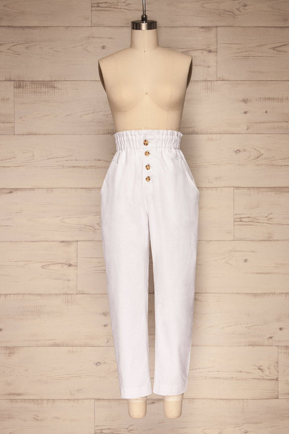 Arinsal White High Waist Cropped Pants | La petite garçonne