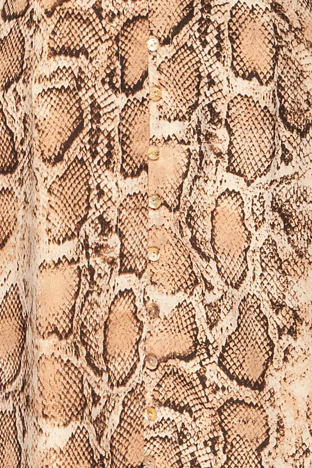 Arlene Beige Snake Print Dress | Robe | La Petite Garçonne fabric detail