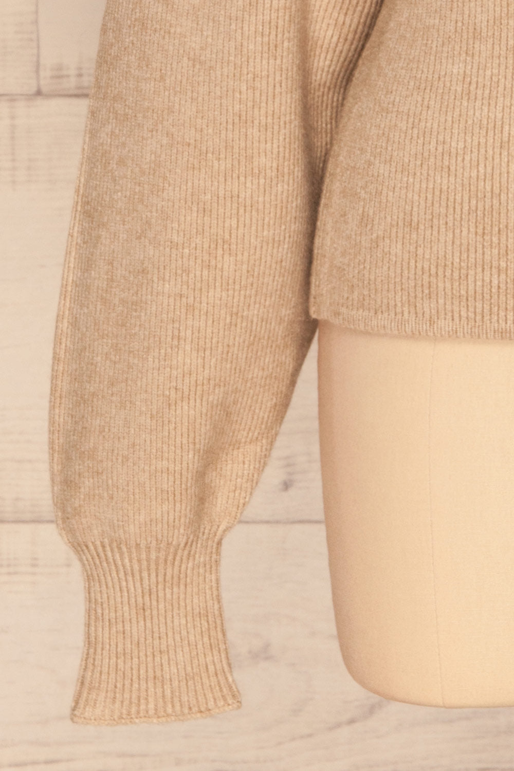 Armis Taupe Ribbed Faux Wrap Sweater | La petite garçonne bottom