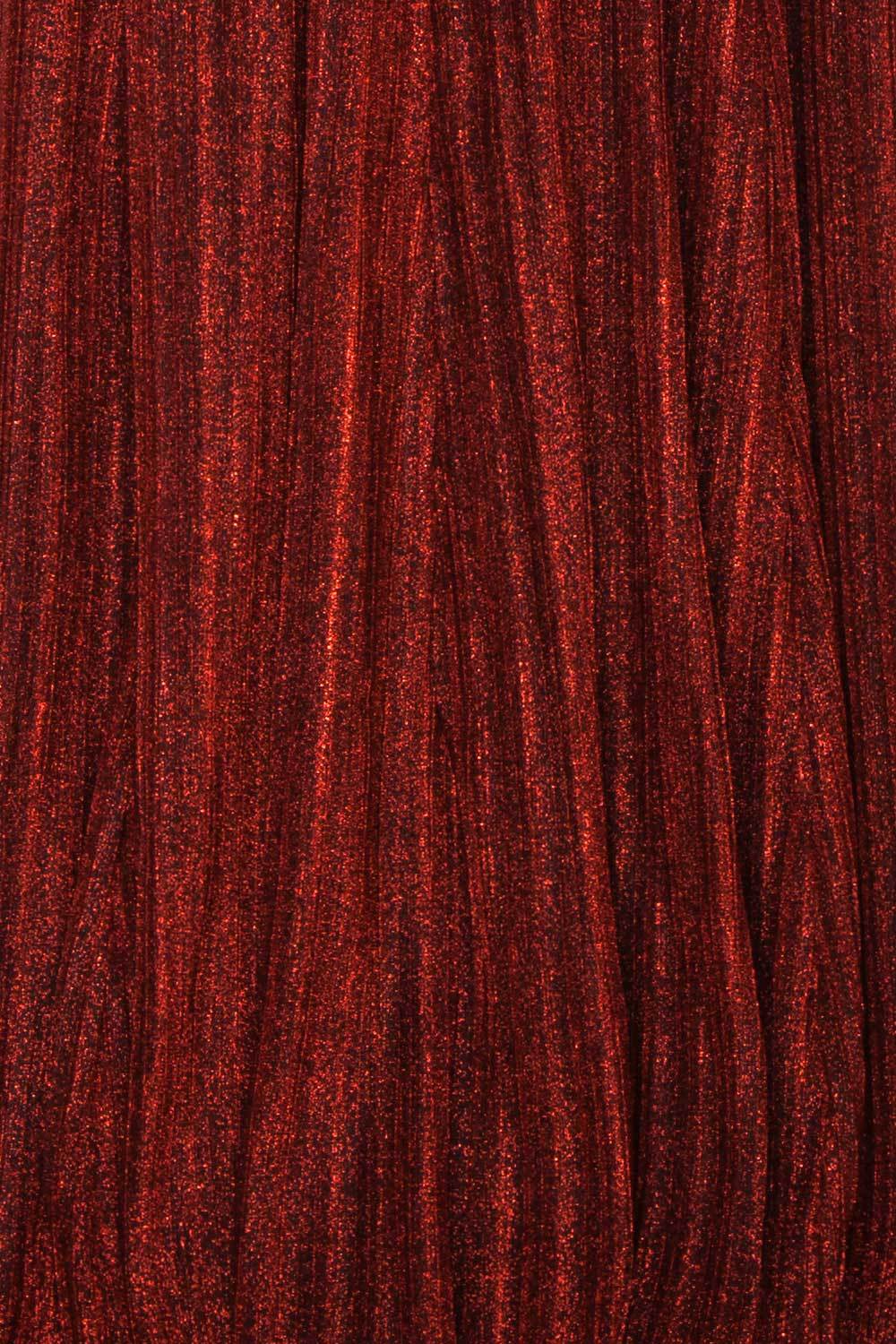 Arnemande Red Pleated Gown w/ Glitters fabric | Boutique 1861