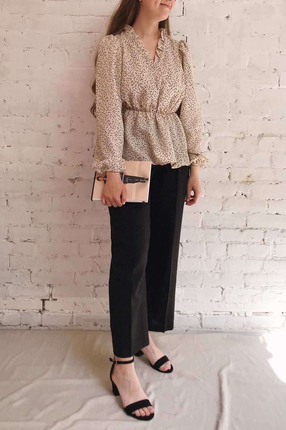 Corato Black High Waist Wide Leg Pants | La petite garçonne on model