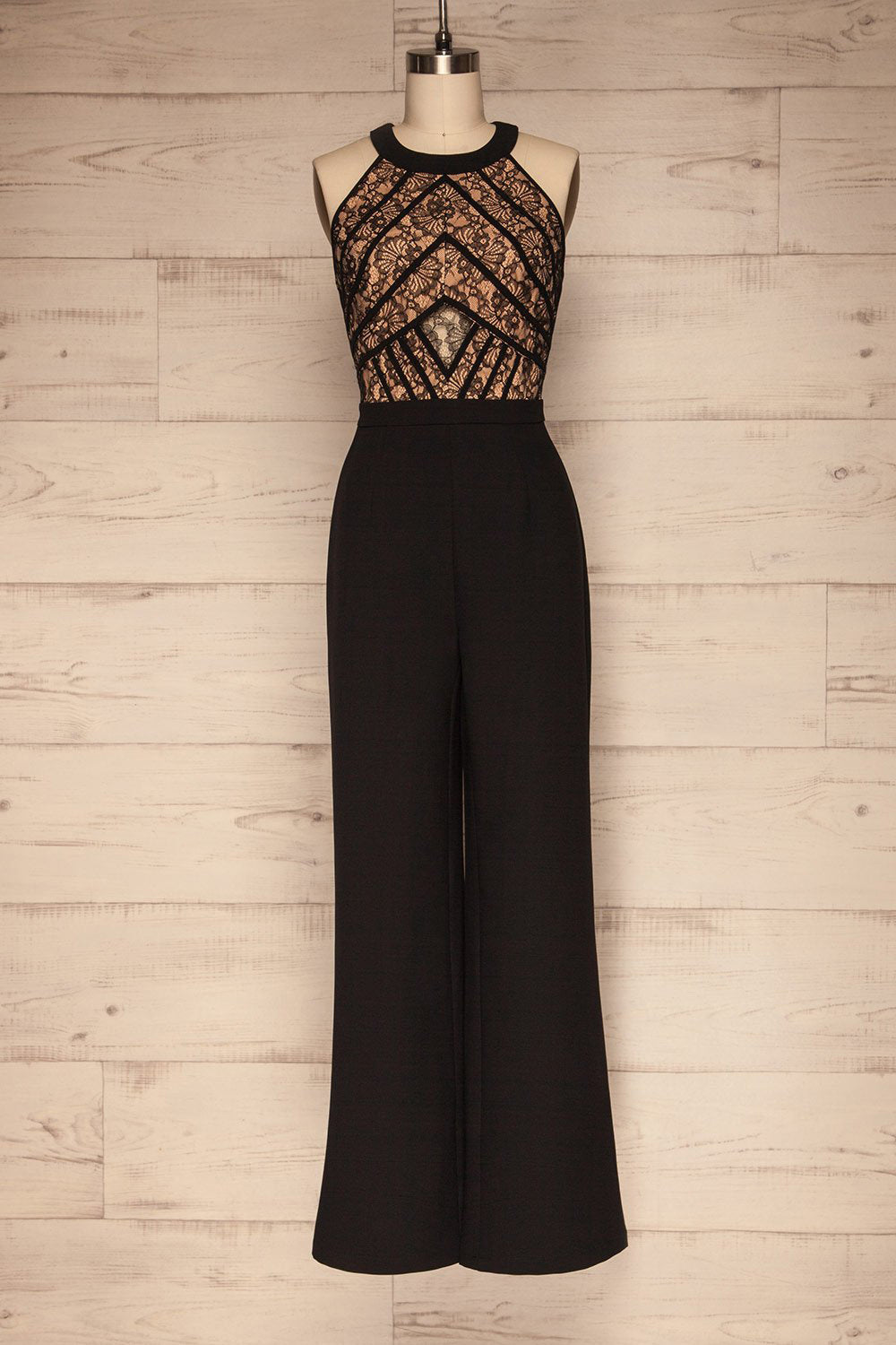 Arzela Black Halter Wide Leg Jumpsuit | La petite garçonne