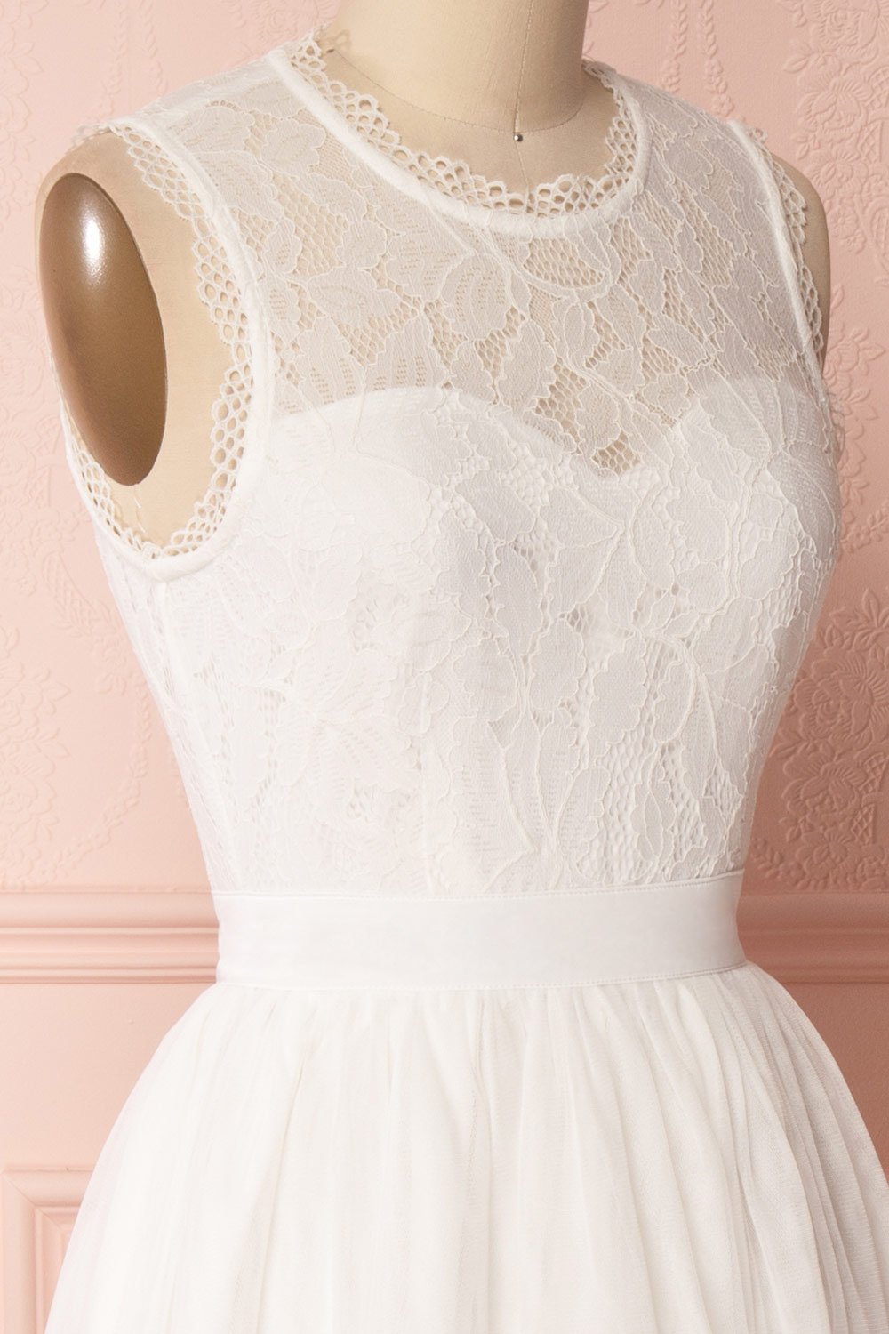 Alicen White Lace & Mesh A-Line Midi Dress | Boudoir 1861