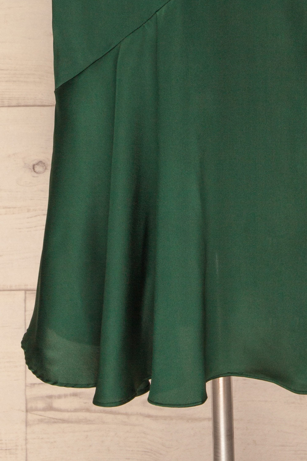 Athy Green V-Neck Midi Satin Dress | La petite garçonne bottom