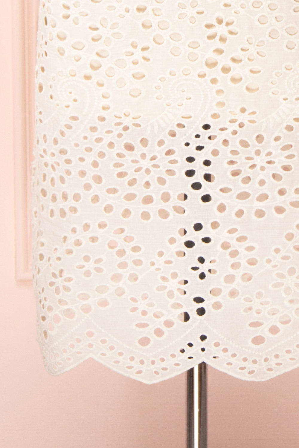 Aubane Cream Lace Midi Skirt w/ Back Slit | Boutique 1861 bottom close-up