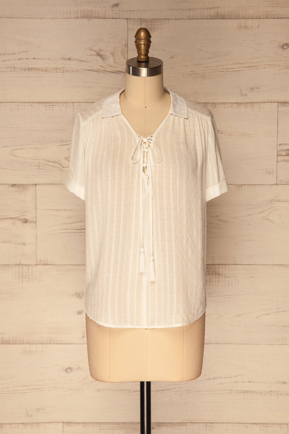 Aubange White Laced Neckline Blouse | La Petite Garçonne Chpt. 2 1