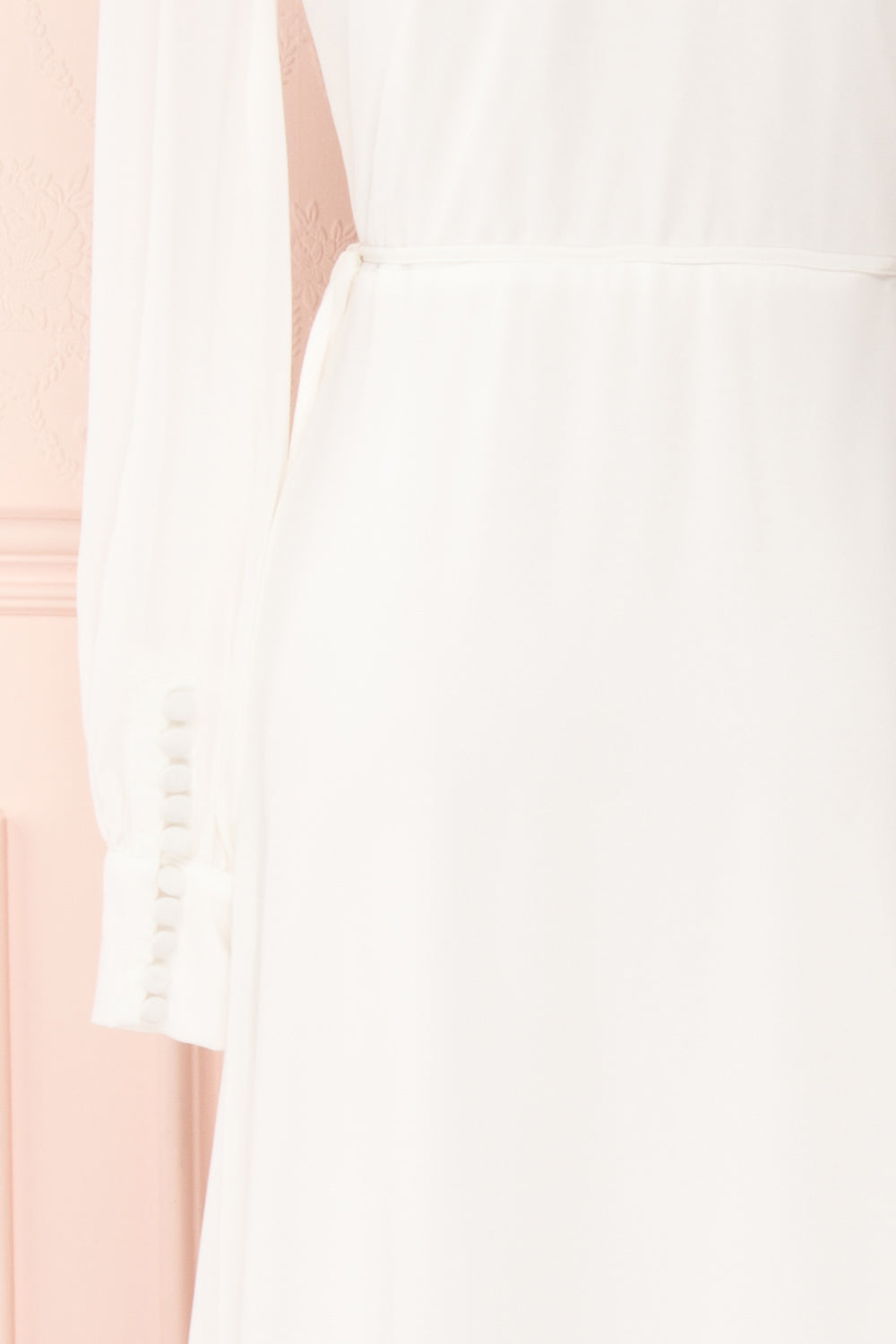 Aurelie Ivoire White Maxi Wrap Dress | Boutique 1861 sleeve close-up