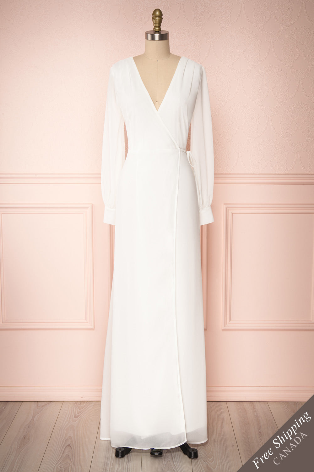 Aurelie Ivoire White Maxi Wrap Dress | Boutique 1861 front view