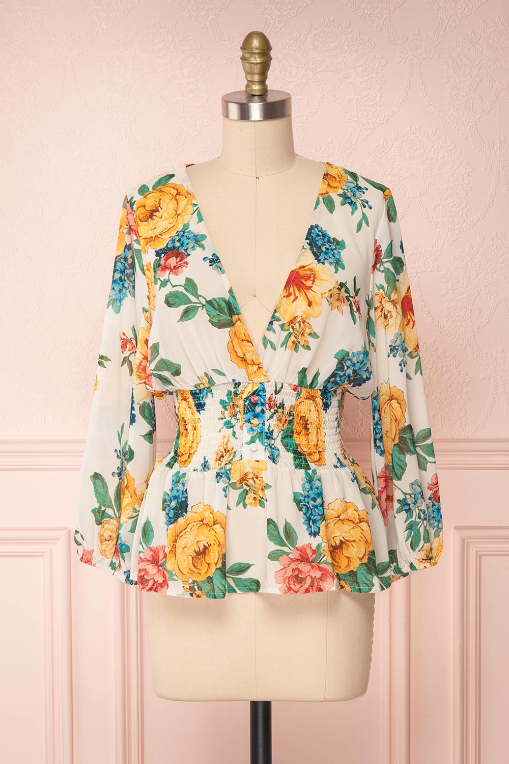 Aygen Colourful Floral Chiffon Peplum Blouse | Boutique 1861 1
