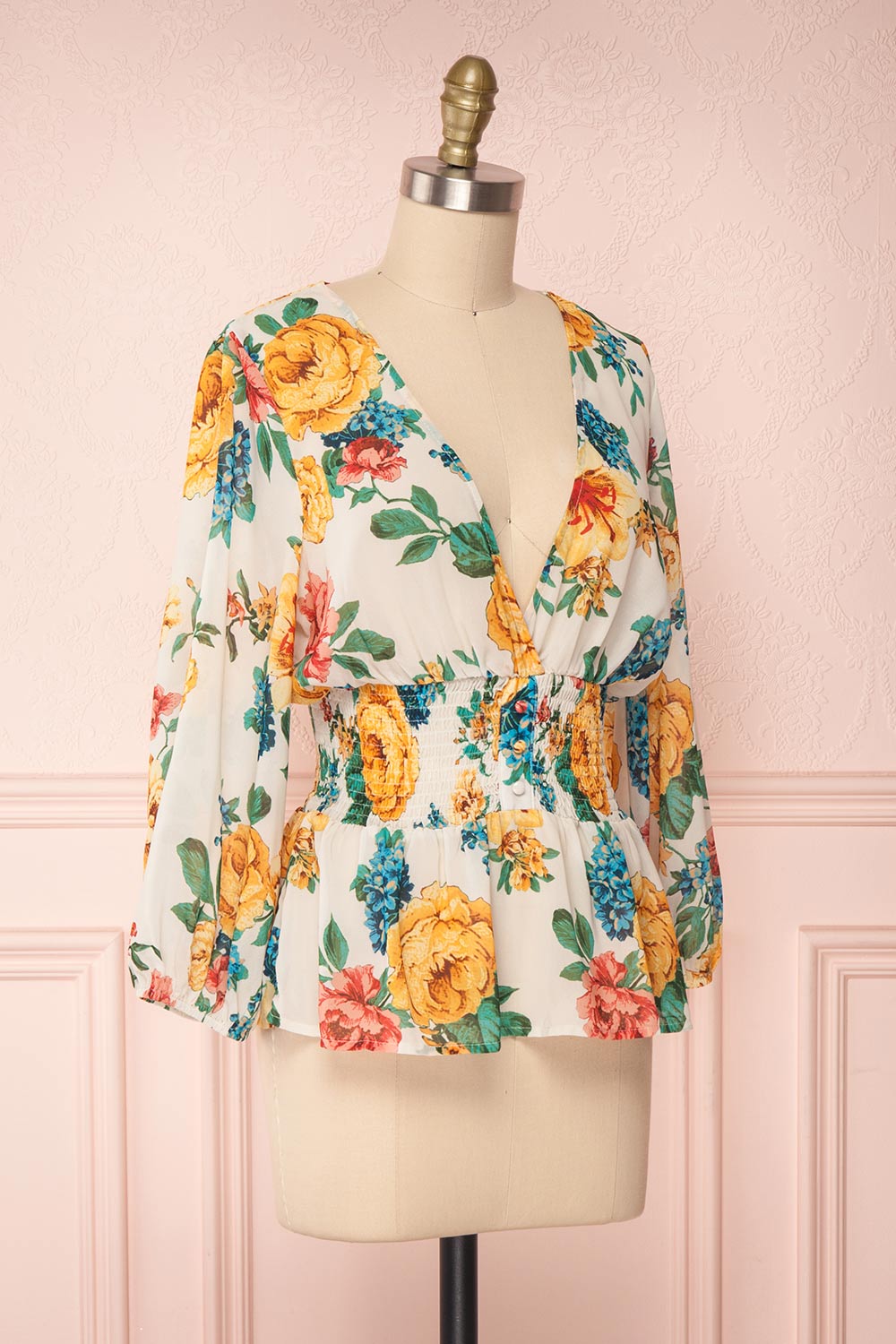 Aygen Colourful Floral Chiffon Peplum Blouse | Boutique 1861 3