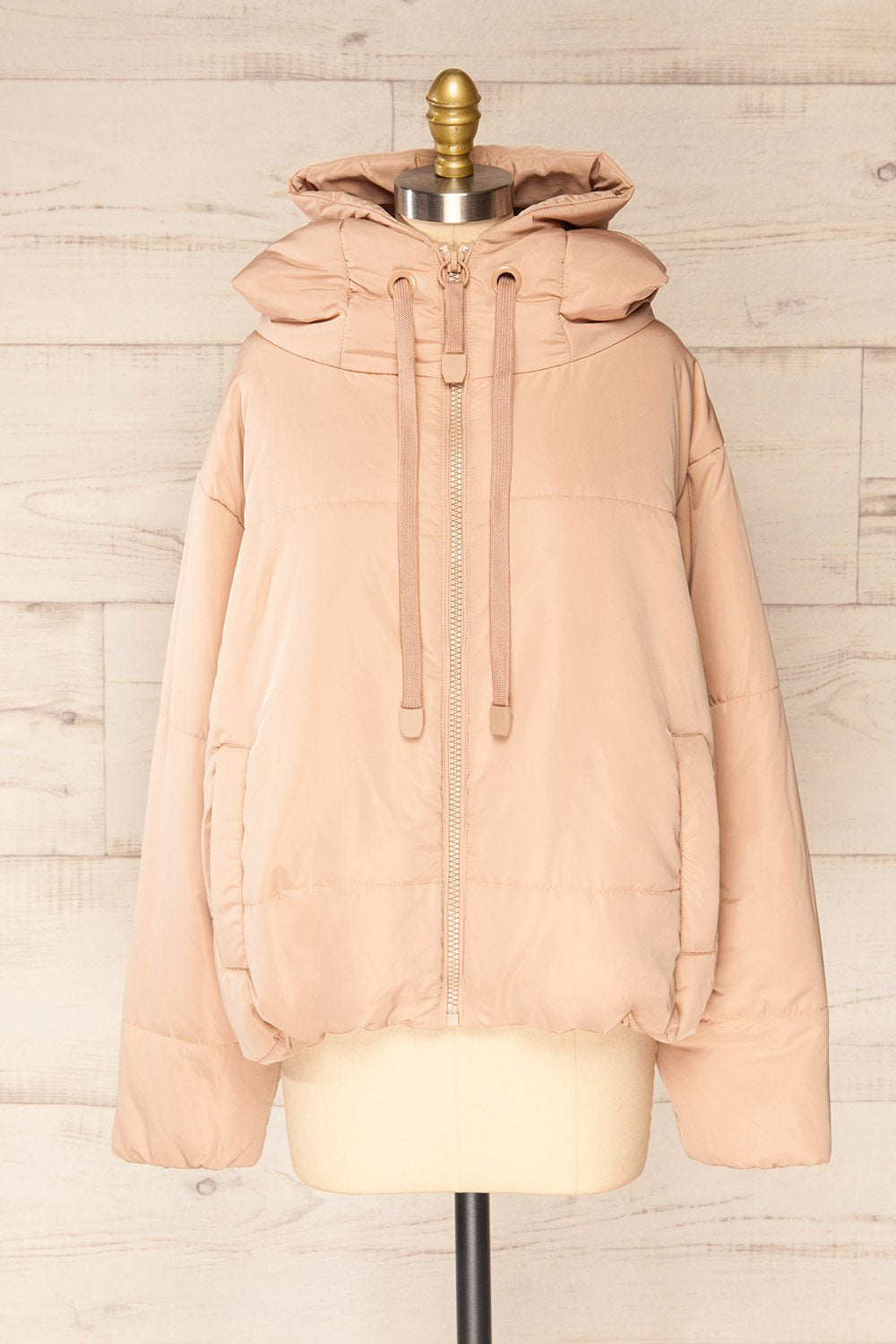 Bachillero Beige Hooded Puffer Jacket | La petite garçonne
