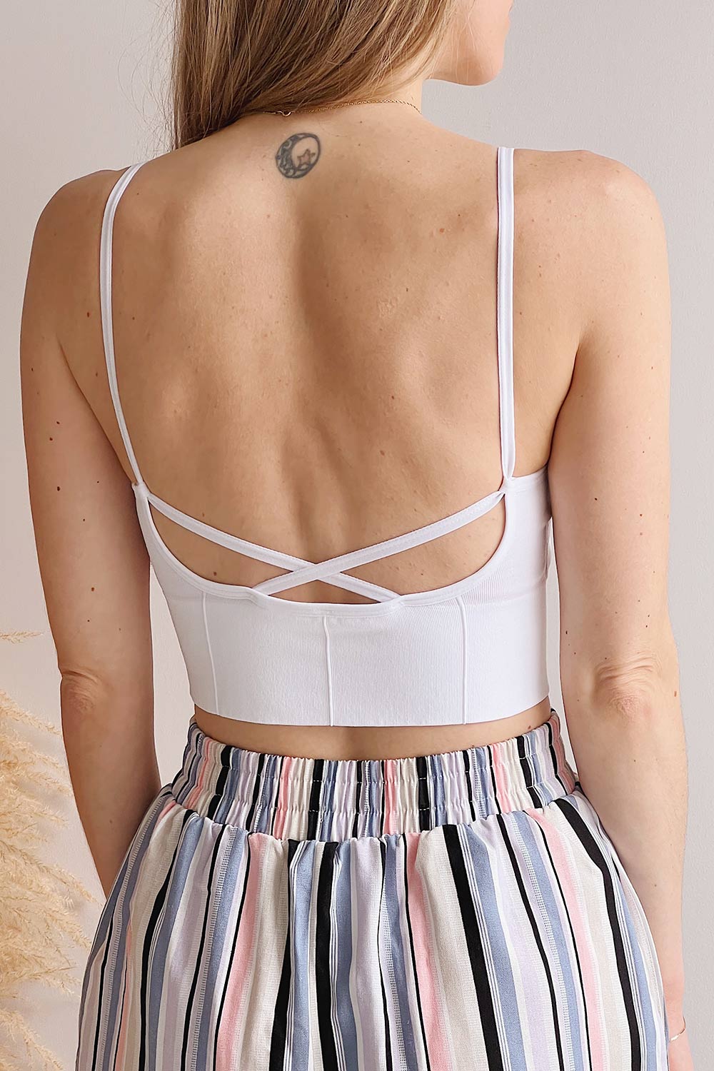 Dezra White Textured Bralette | La petite garçonne back on model