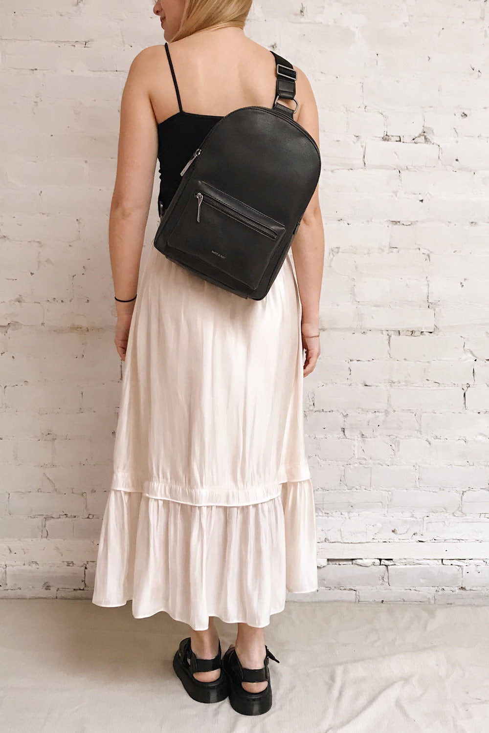 Venelle Ivory Mid-Length Skirt w/ Frills | Boutique 1861 on model