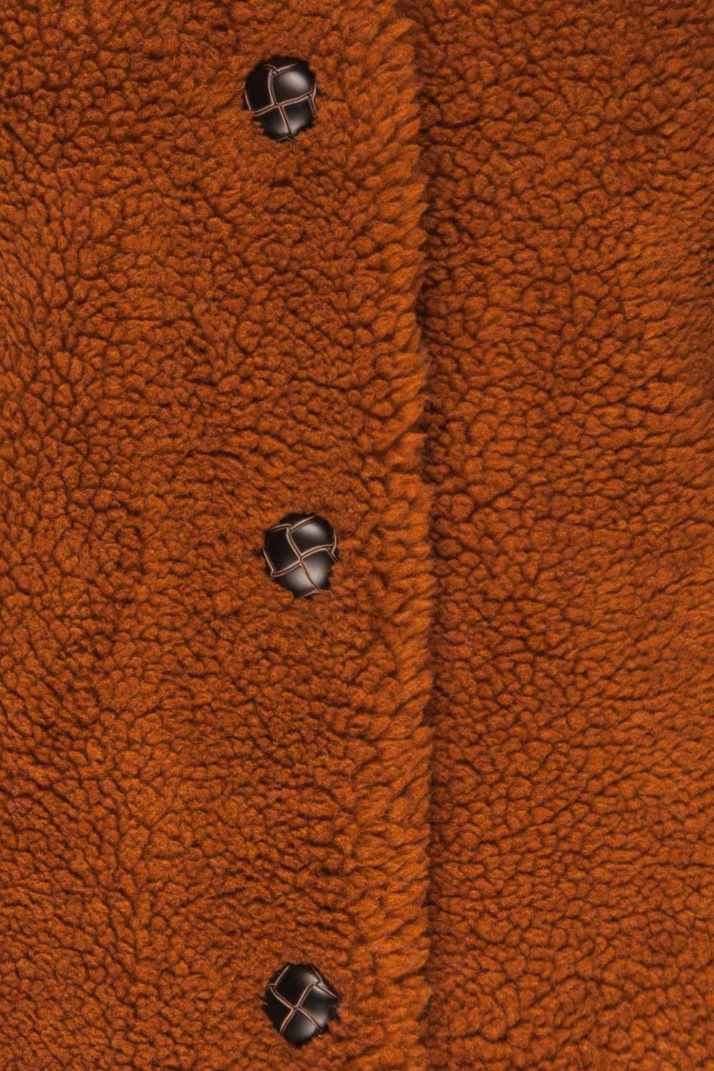 Bantigny Cannelle Brown Wooly Fleece Coat | La Petite Garçonne fabric detail