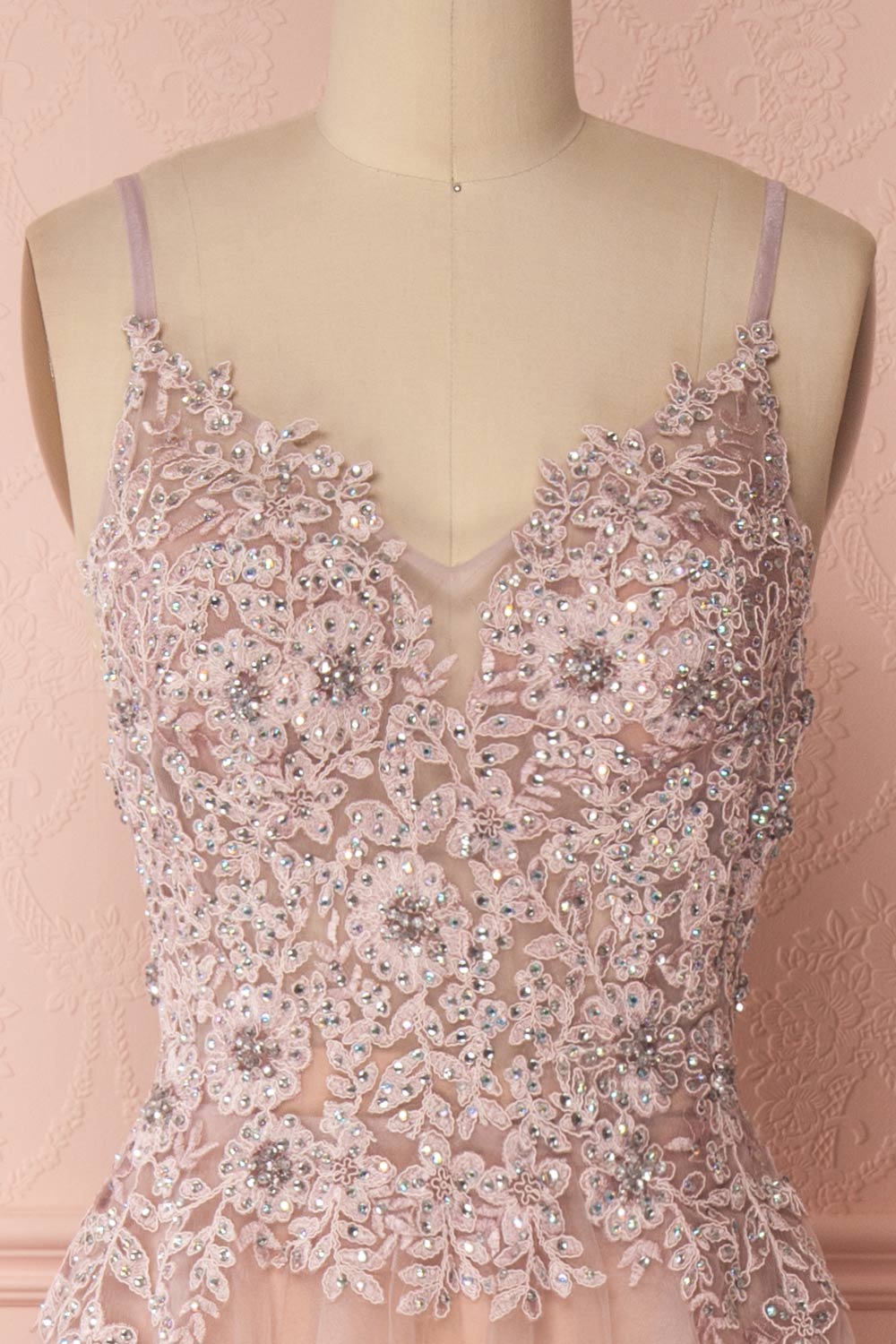 Benide Dusty Mauve Embroidered & Crystals Gown | Boutique 1861