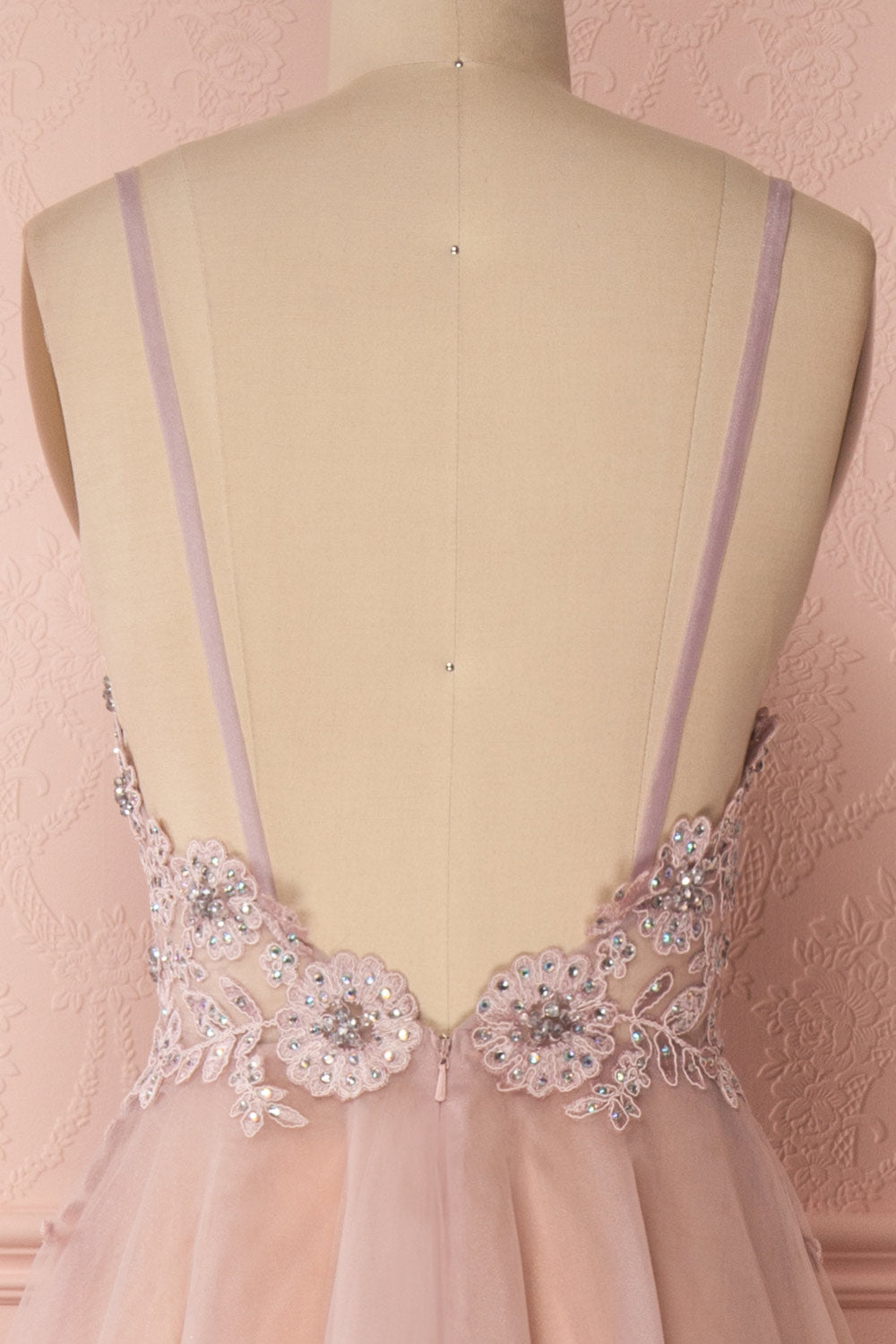 Benide Dusty Mauve Embroidered & Crystals Gown | Boutique 1861