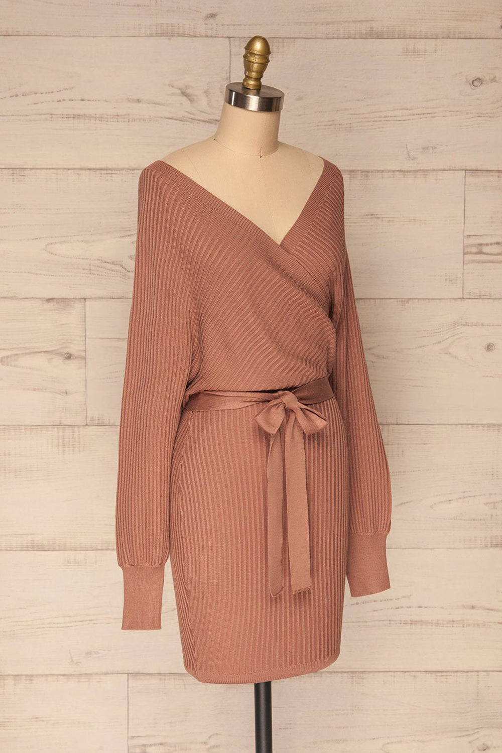 Bergame Mauve Knitted Sweater Dress | La petite garçonne side view