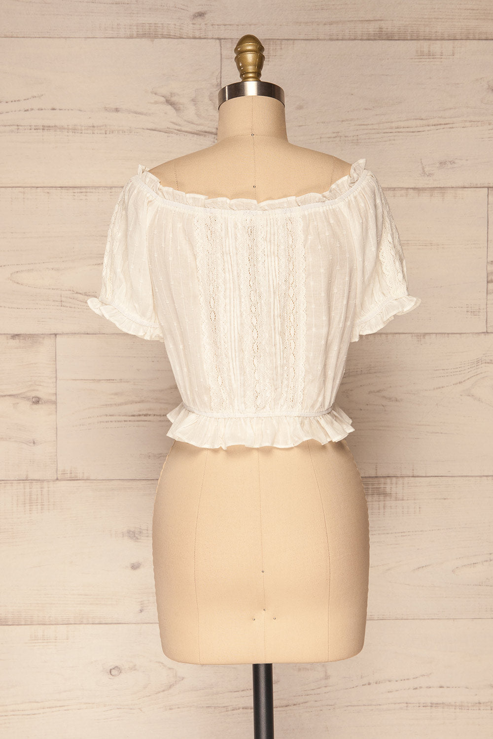 Bibolla White Button-Up Crop Top with Ruffles| La Petite Garçonne bakc view