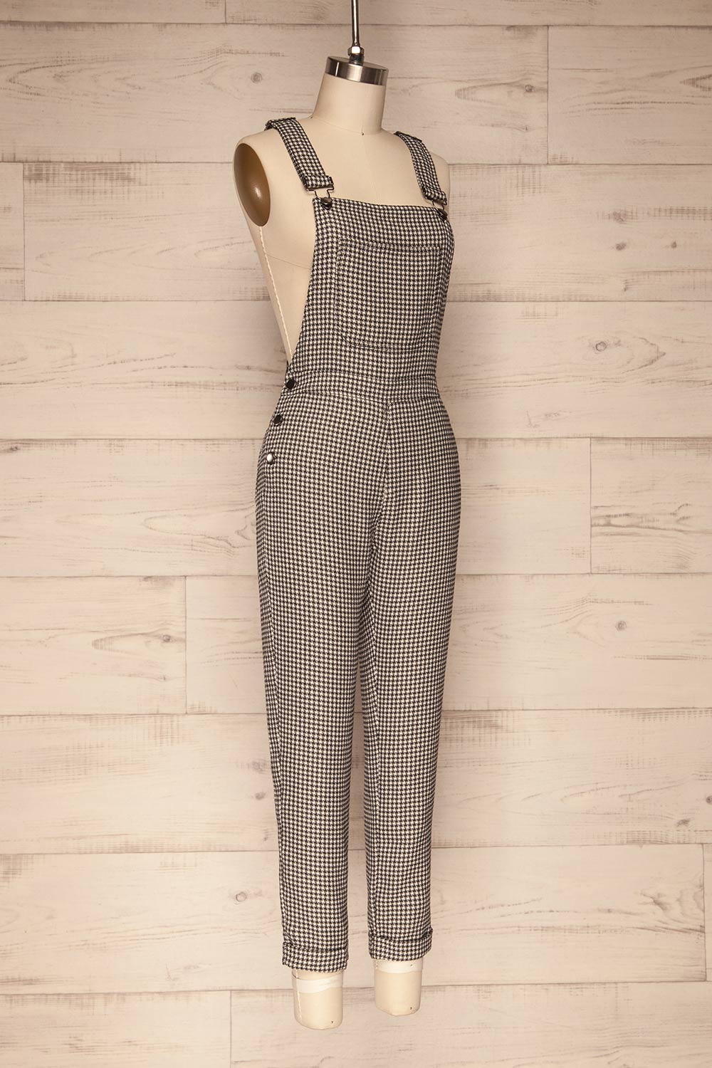 Bisaccia Black & White Houndstooth Overalls | La Petite Garçonne side view