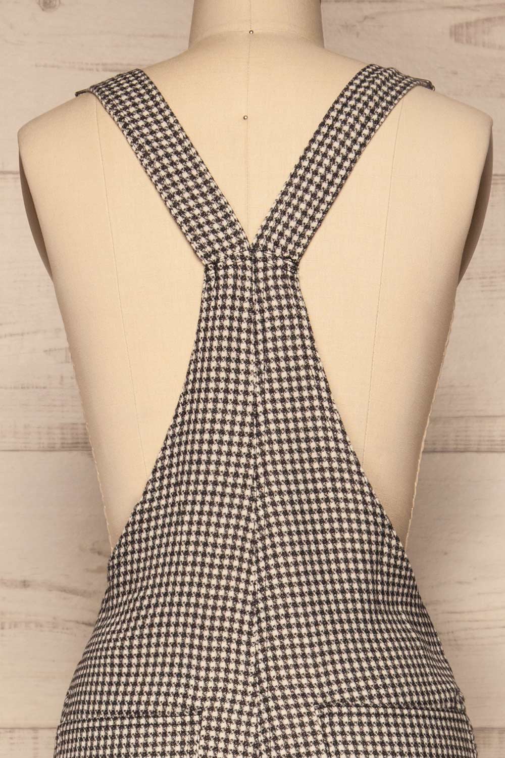 Bisaccia Black & White Houndstooth Overalls | La Petite Garçonne back close-up
