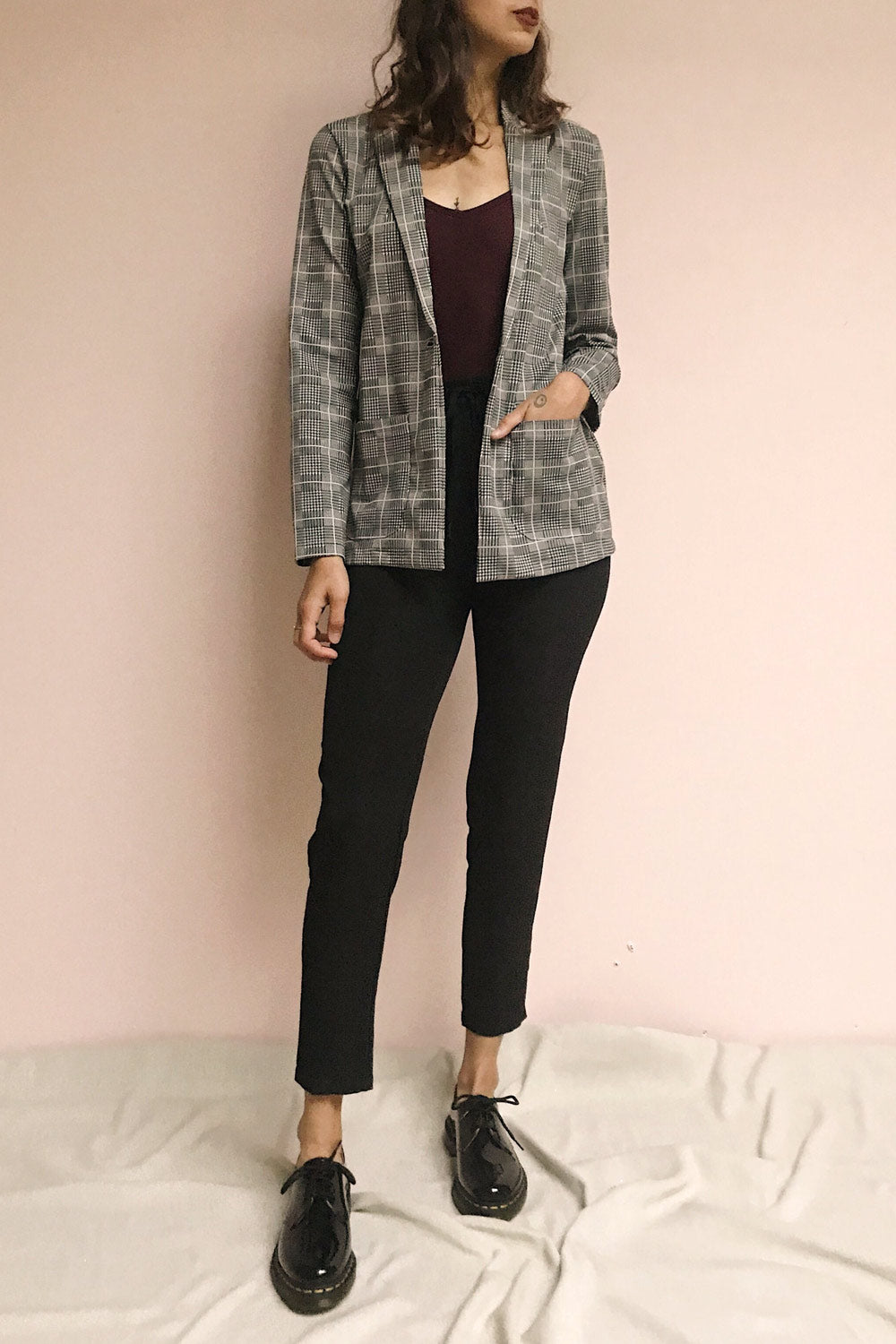 Caitlyn Fig Stretchy Bodysuit | Justaucorps | La Petite Garçonne model look