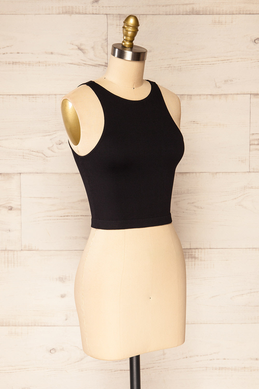 Boath Black Round Neck Cami | La petite garçonne side view