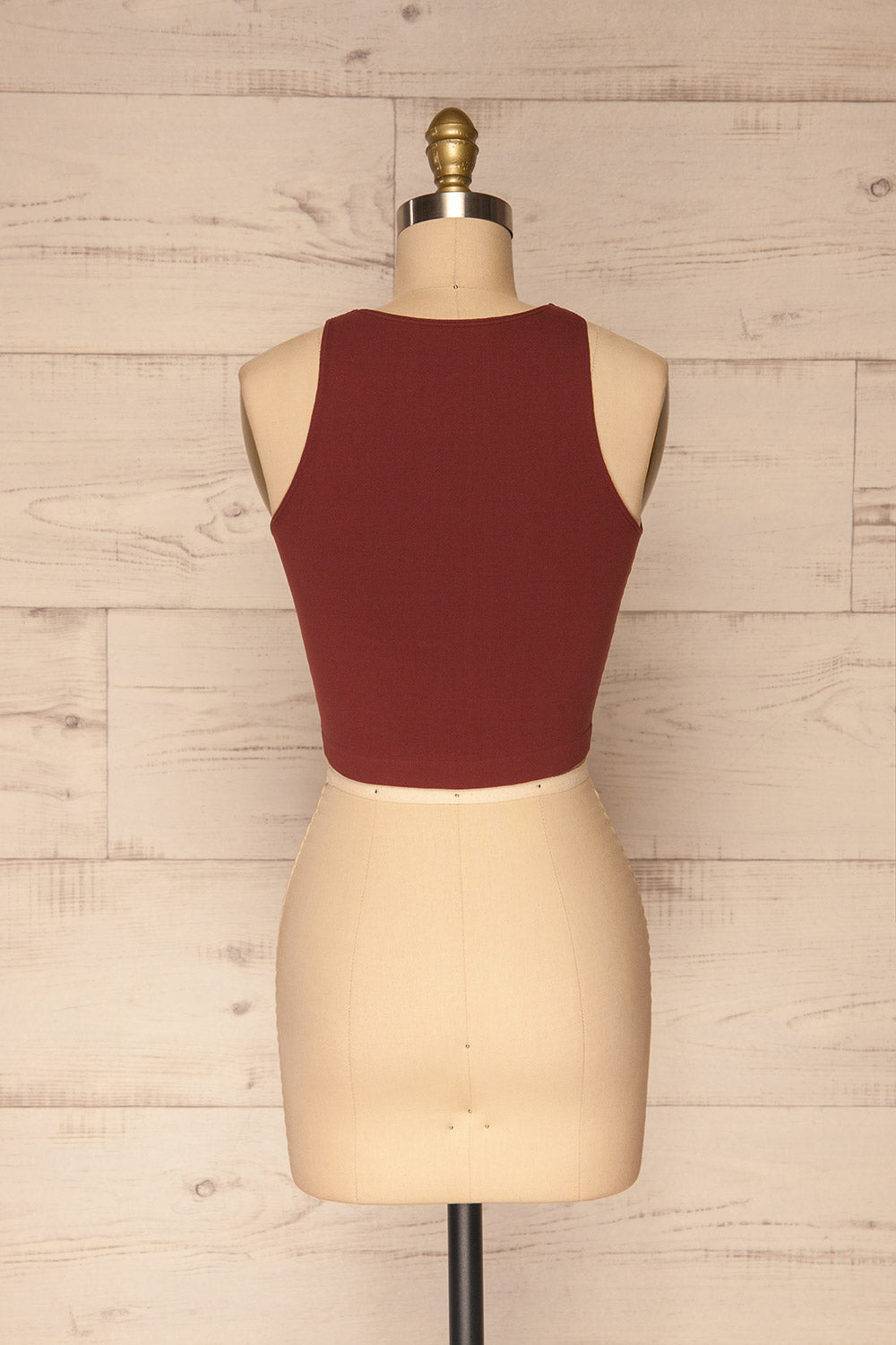 Boath Burgundy Round Neck Cropped Cami | La petite garçonne back view