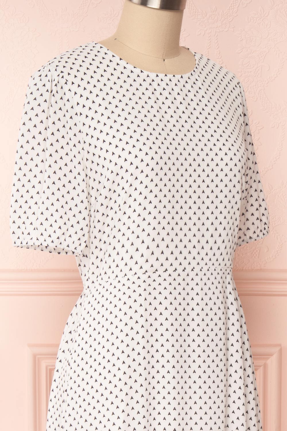 Bodashka White & Black Patterned A-Line Dress | SIDE CLOSE UP | Boutique 1861