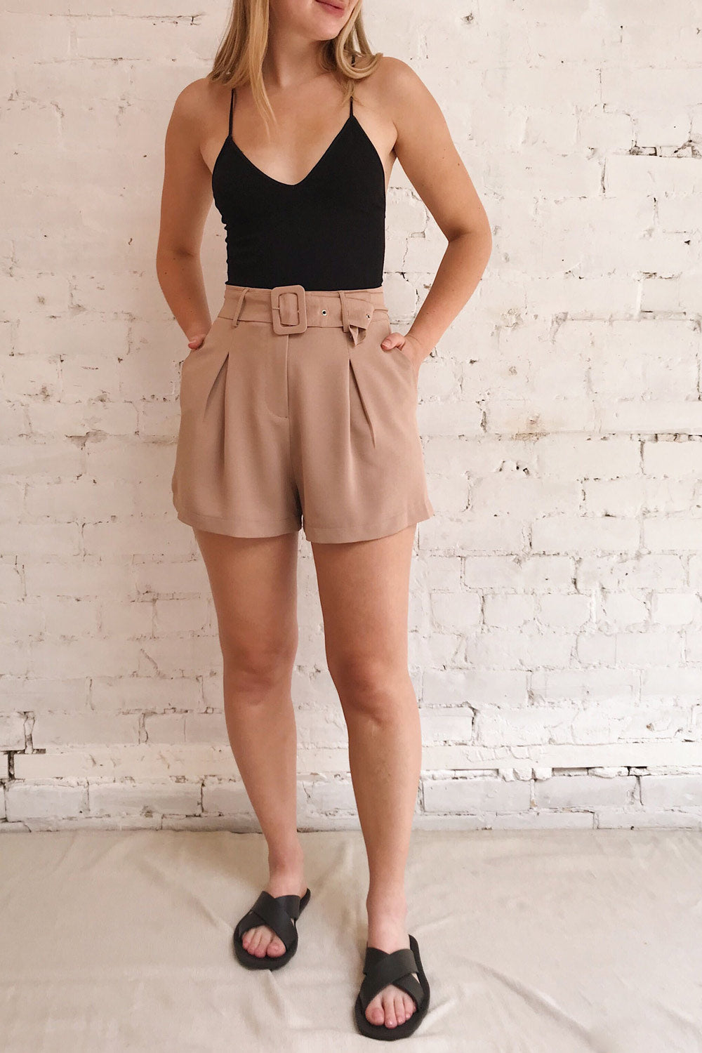 Sagonte Black Crossed Straps Bodysuit | La petite garçonne model look