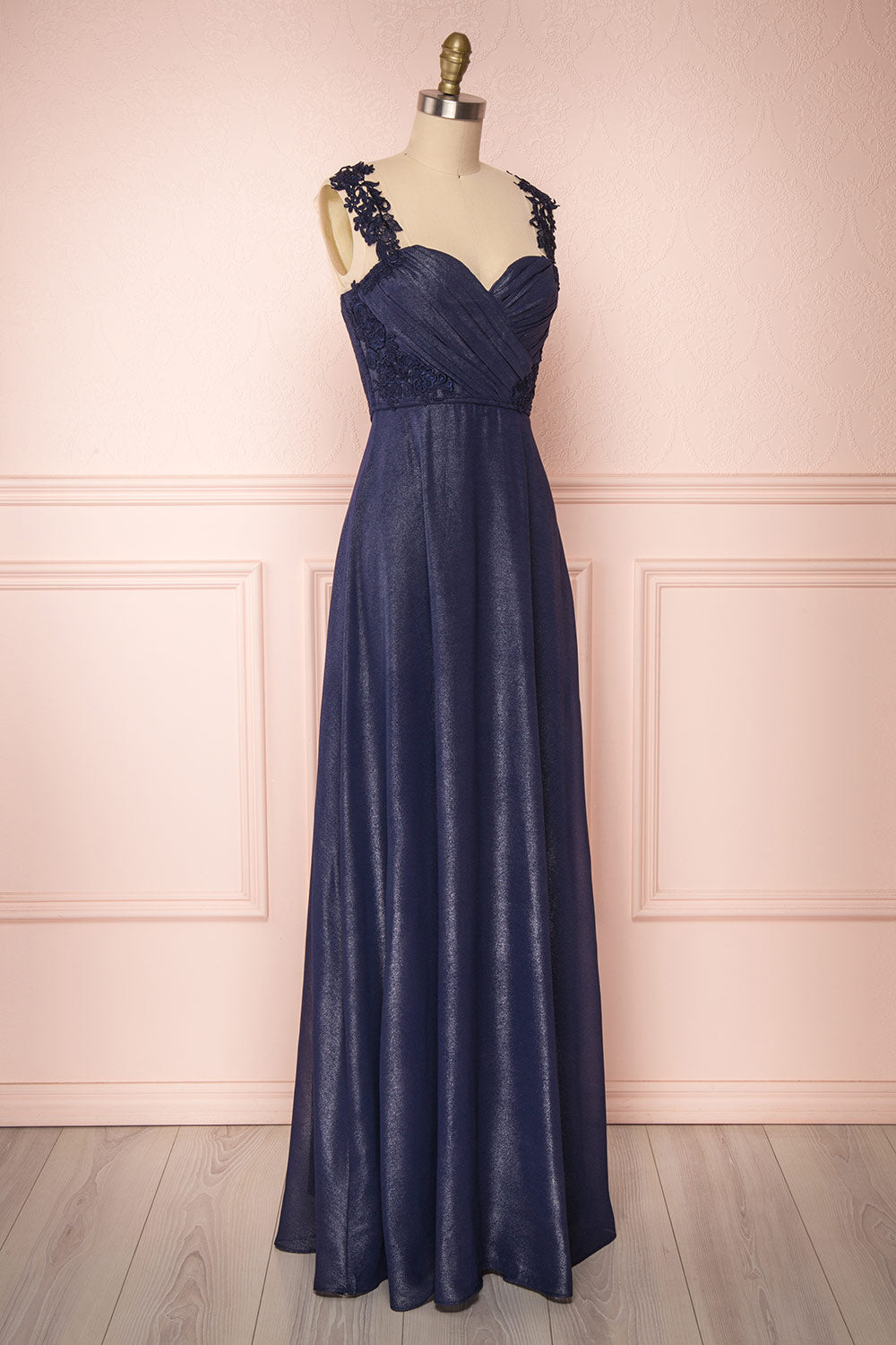 Bolor Marine | Robe Maxi Décolleté en Coeur