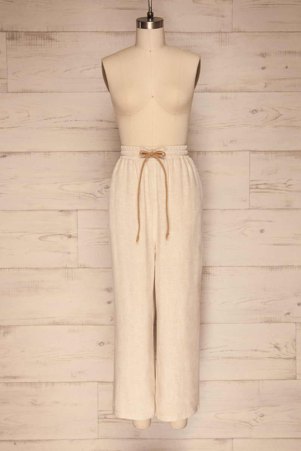 Bormla Beige Wide Leg Pants | La petite garçonne front view