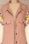 Borsele Pink Corduroy Jacket | Veste front close up | La Petite Garçonne