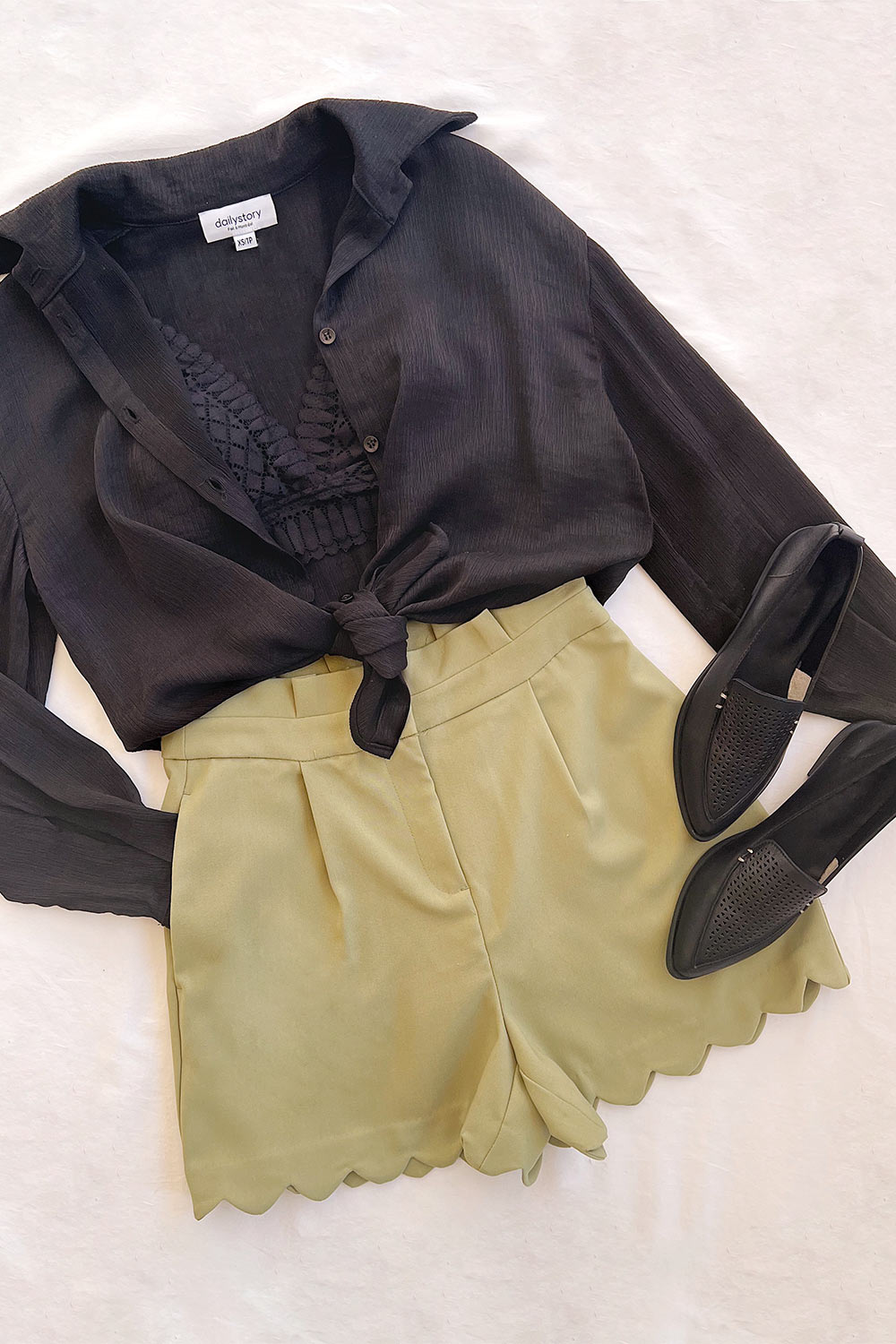 Karaba Sage High-Waisted Shorts w/ Scalloped Hem | La petite garçonne layout