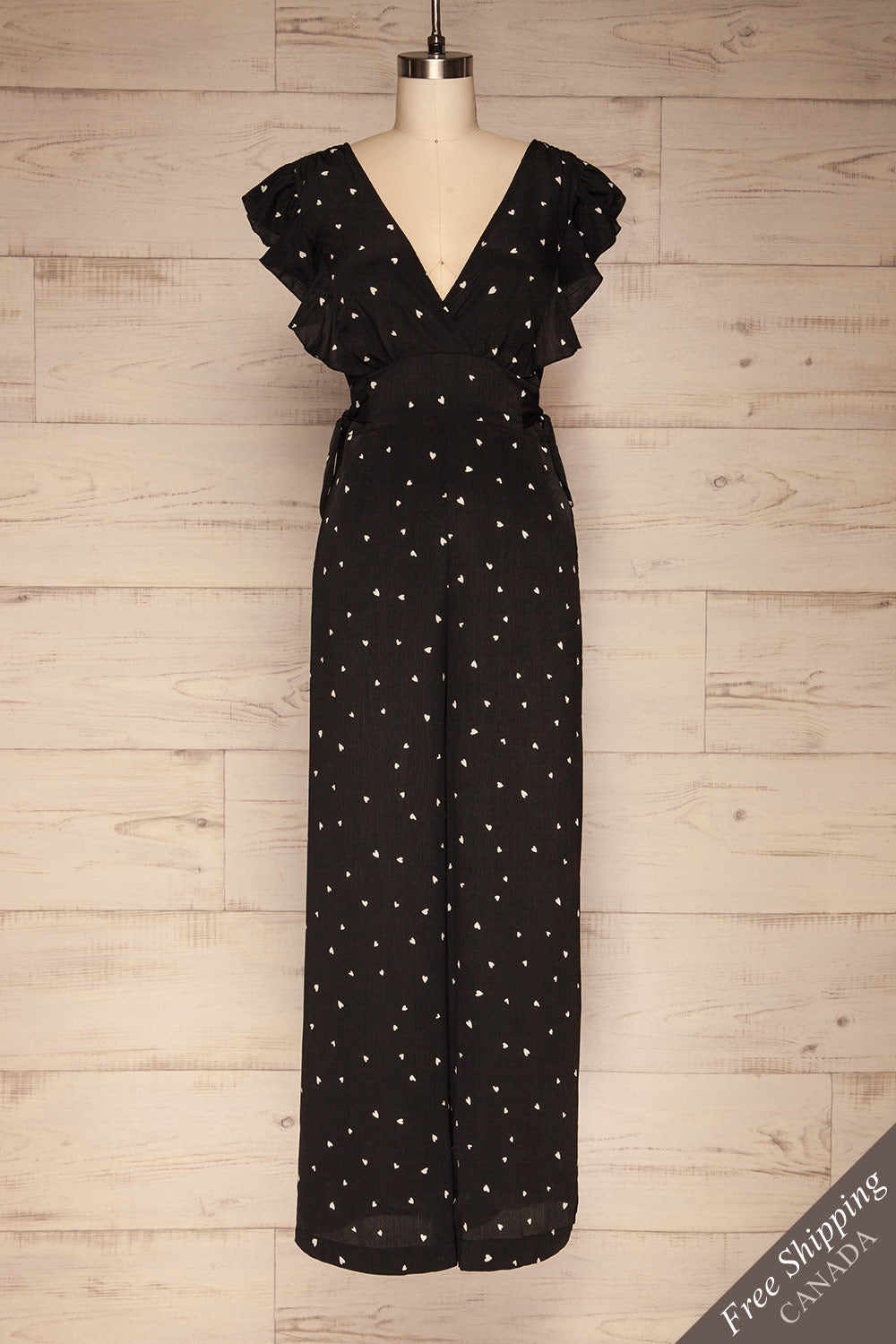 Braniewo Black & White Heart Jumpsuit front view FS | La petite garçonne