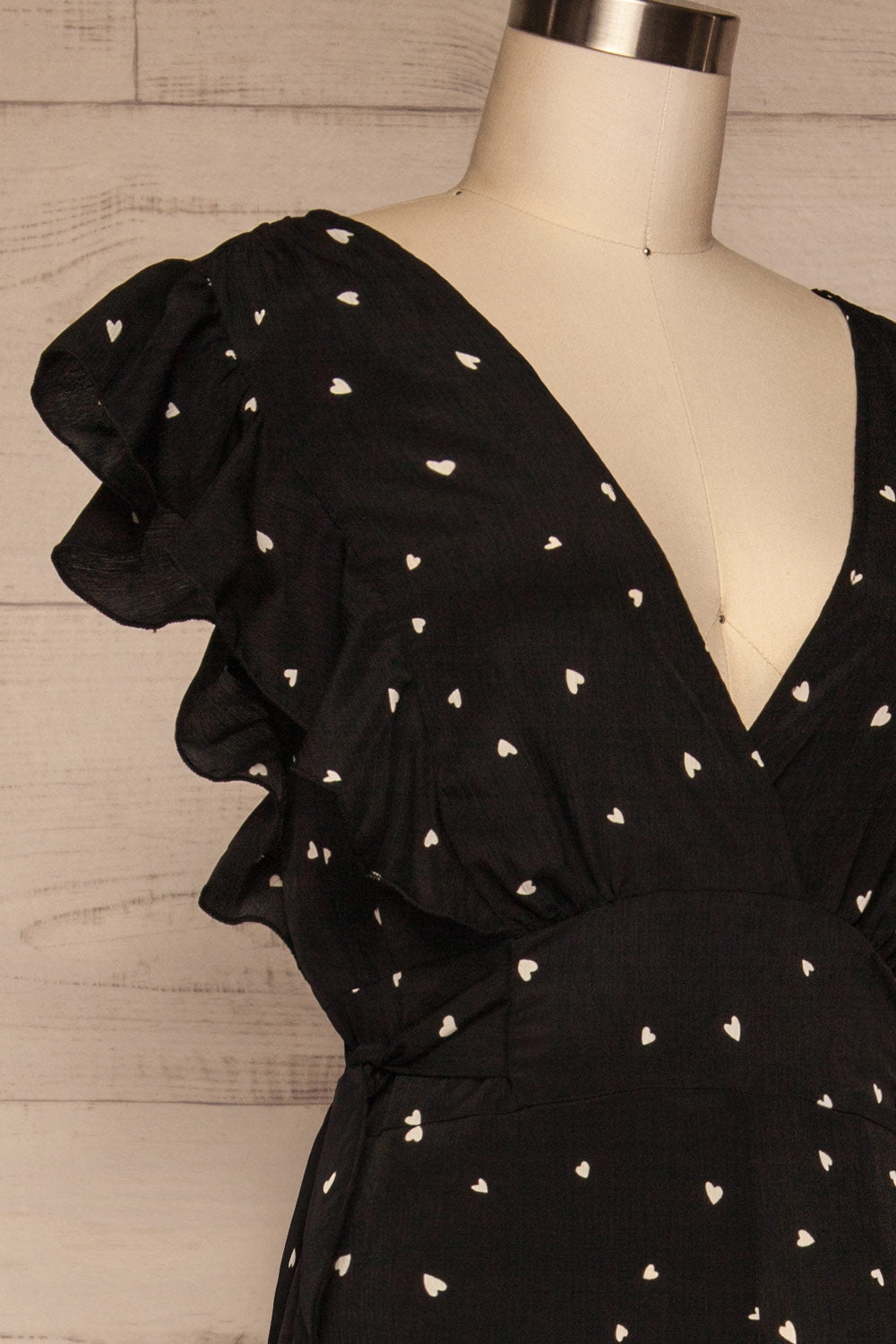 Braniewo Black & White Heart Jumpsuit side close up | La petite garçonne