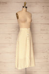 Bratsk White Buttoned Skirt w/ Polka Dots | La petite garçonne side view