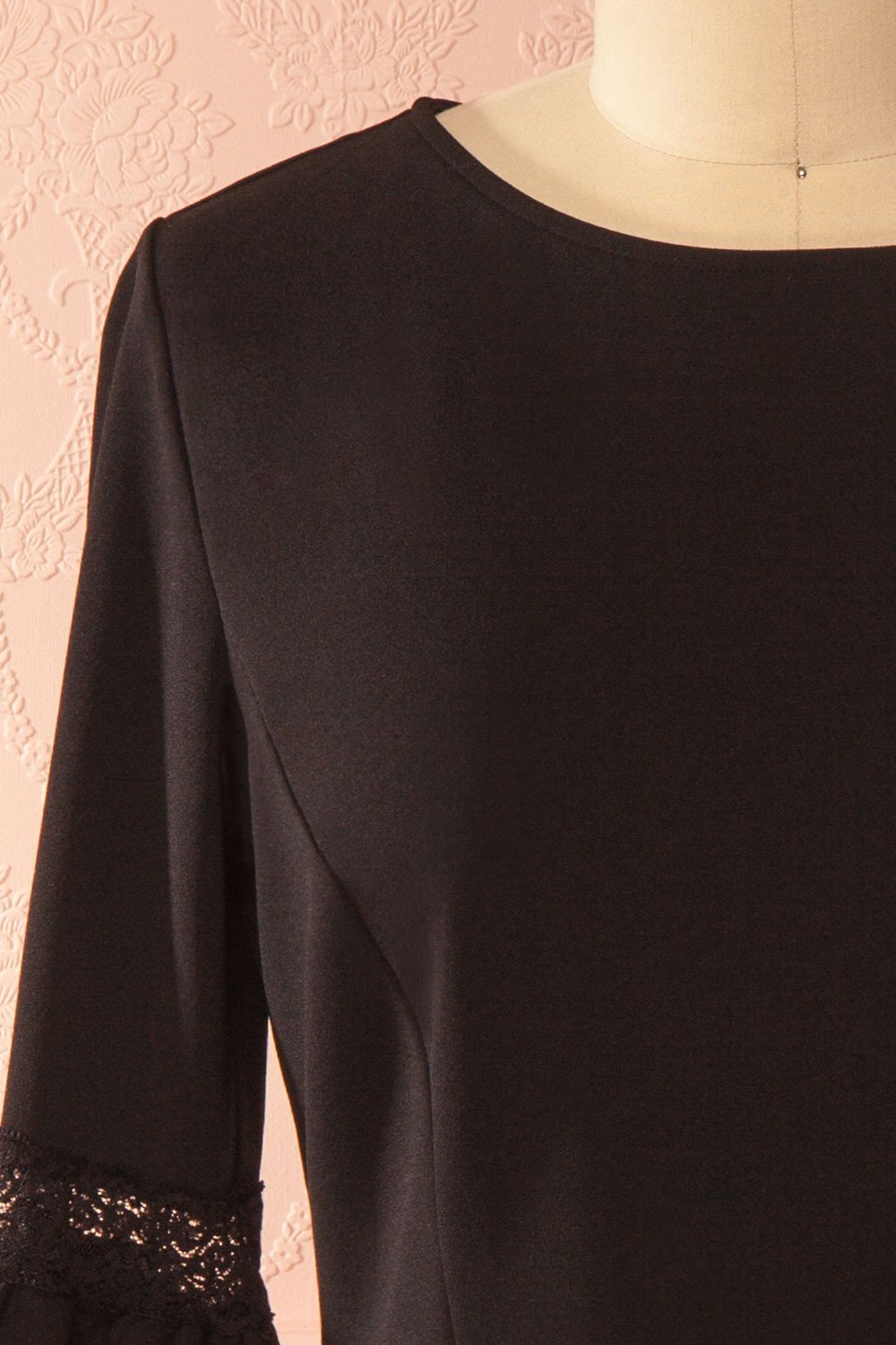 Brice Dark Black Lace & Frills Cocktail Dress | Boutique 1861