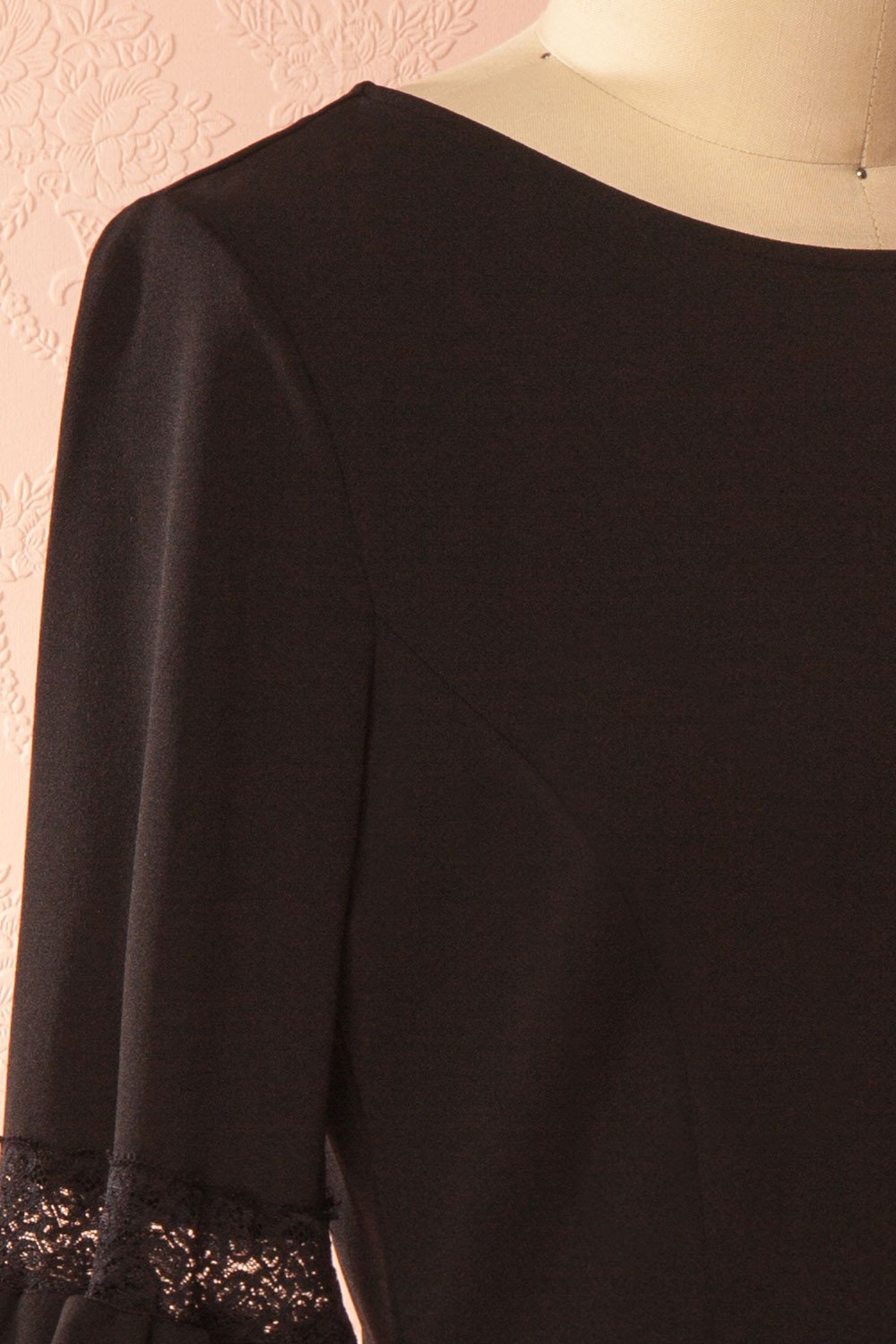 Brice Dark Black Lace & Frills Cocktail Dress | Boutique 1861