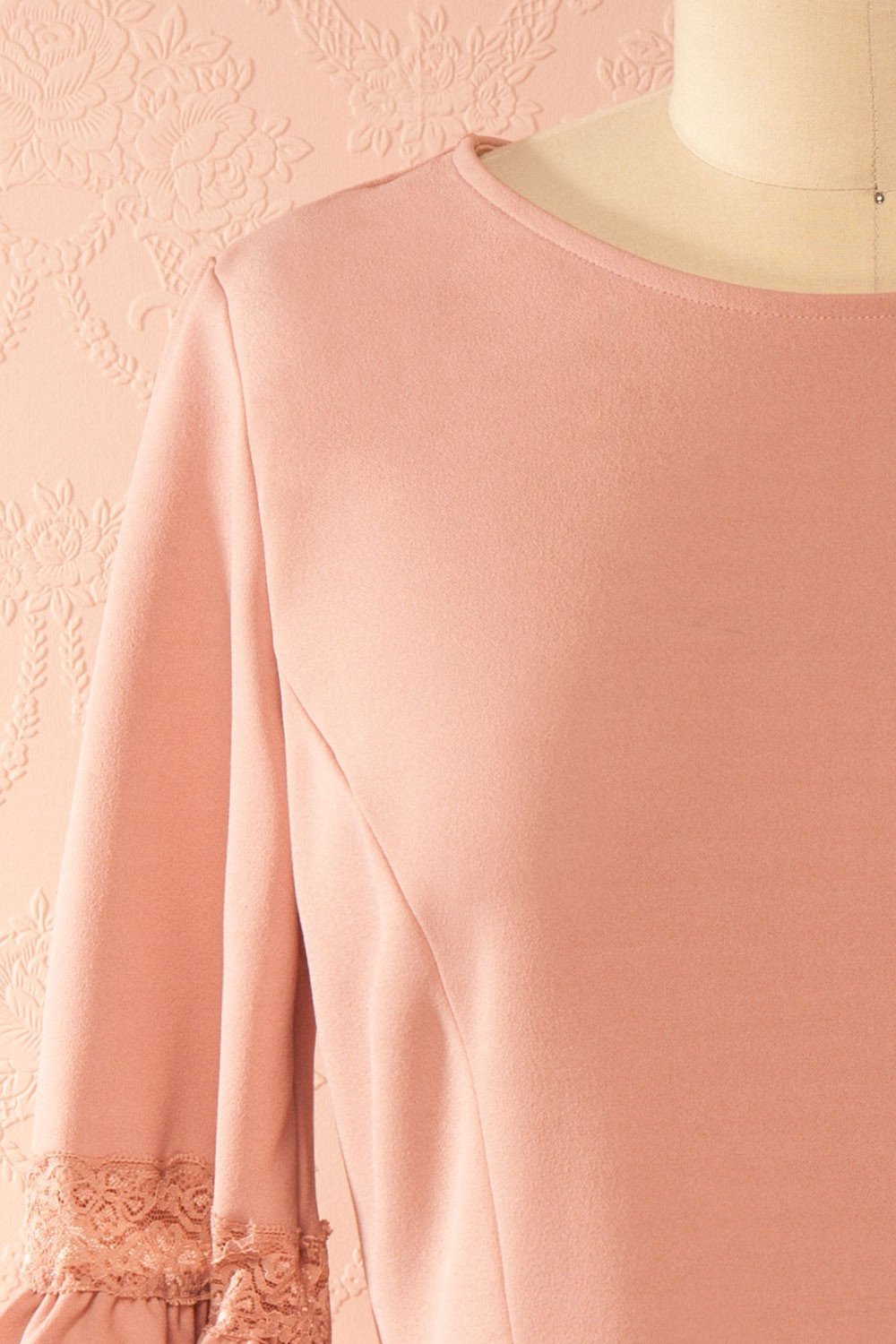 Brice Sweet Dusty Pink Lace & Frills Cocktail Dress | Boutique 1861