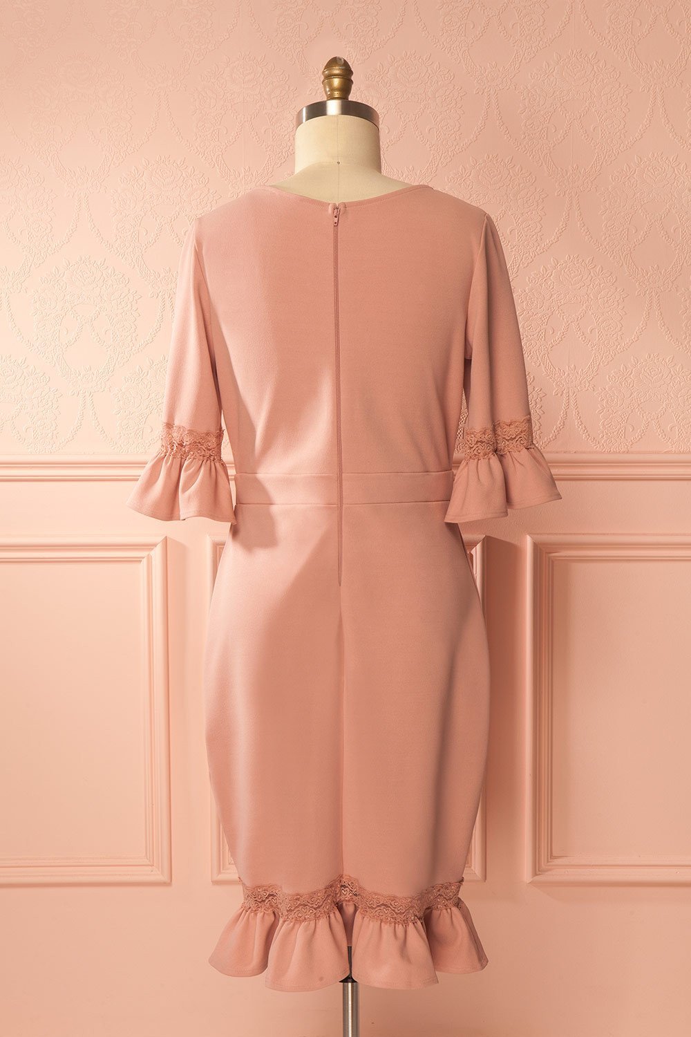 Brice Sweet Dusty Pink Lace & Frills Cocktail Dress | Boutique 1861